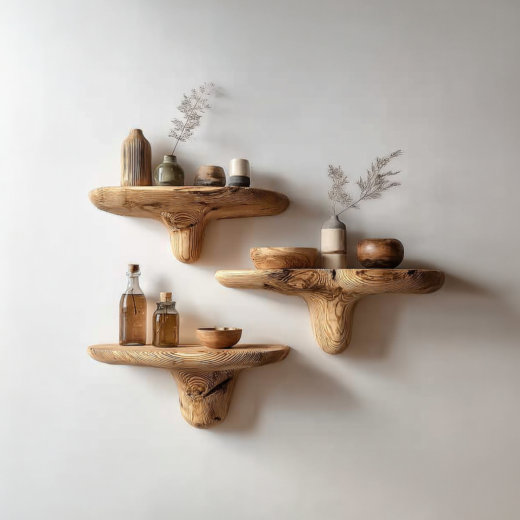Midcentury Mushroom Floating Shelves Entryway SINLKIFL148