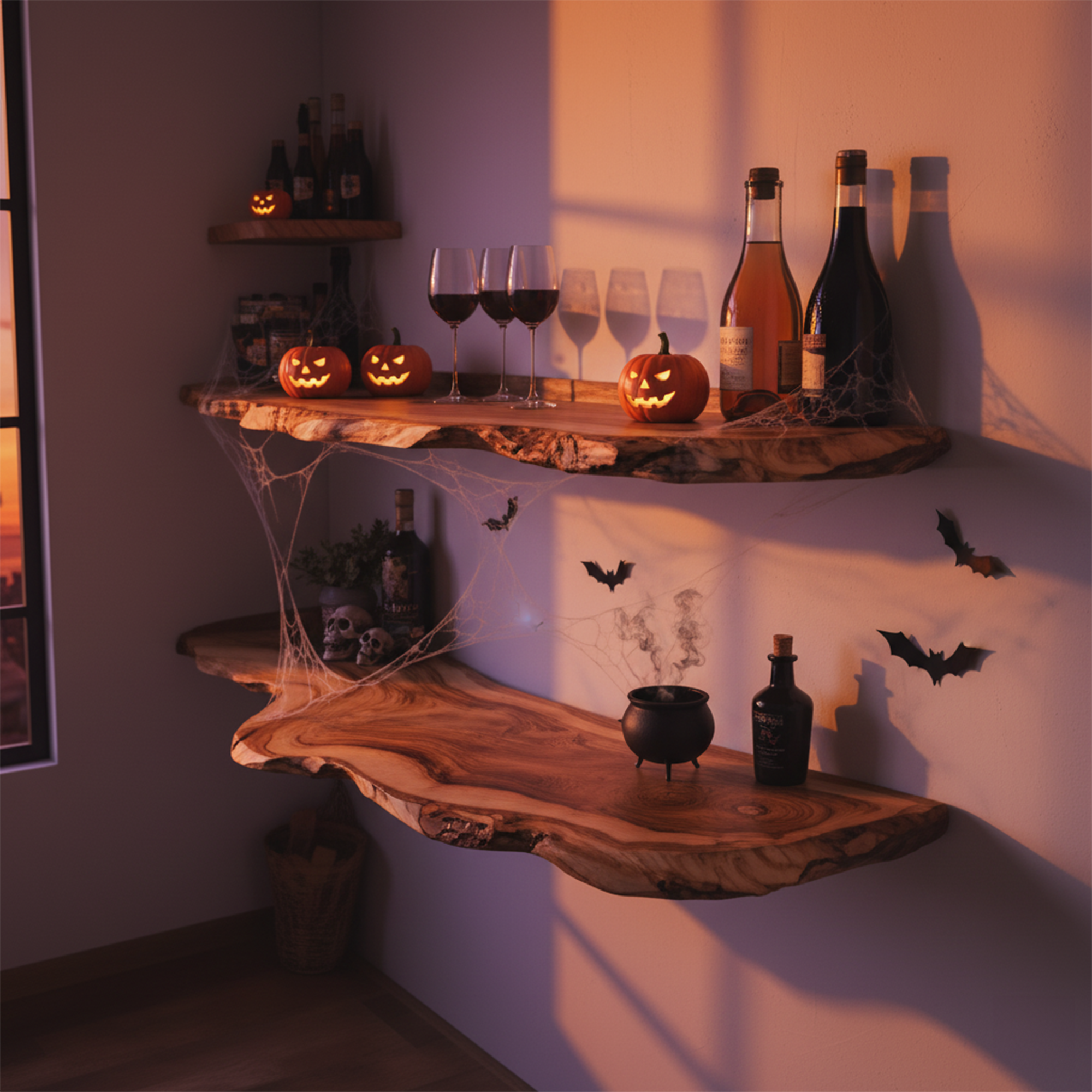 Rustic Floating Wooden Shelves Halloween Decoration Living Room SINLKIHW035