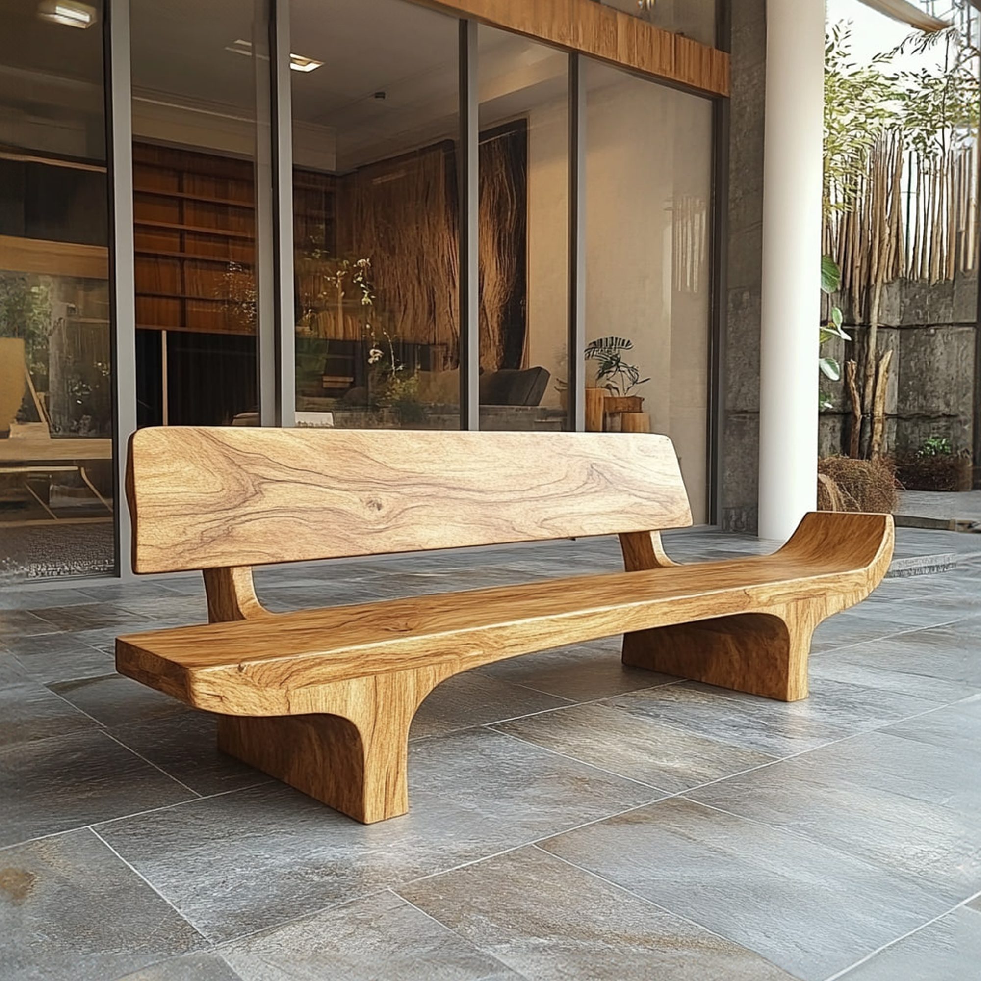 Rustic Solid Form Bench For Hallway And Living Room SINLKIRS051