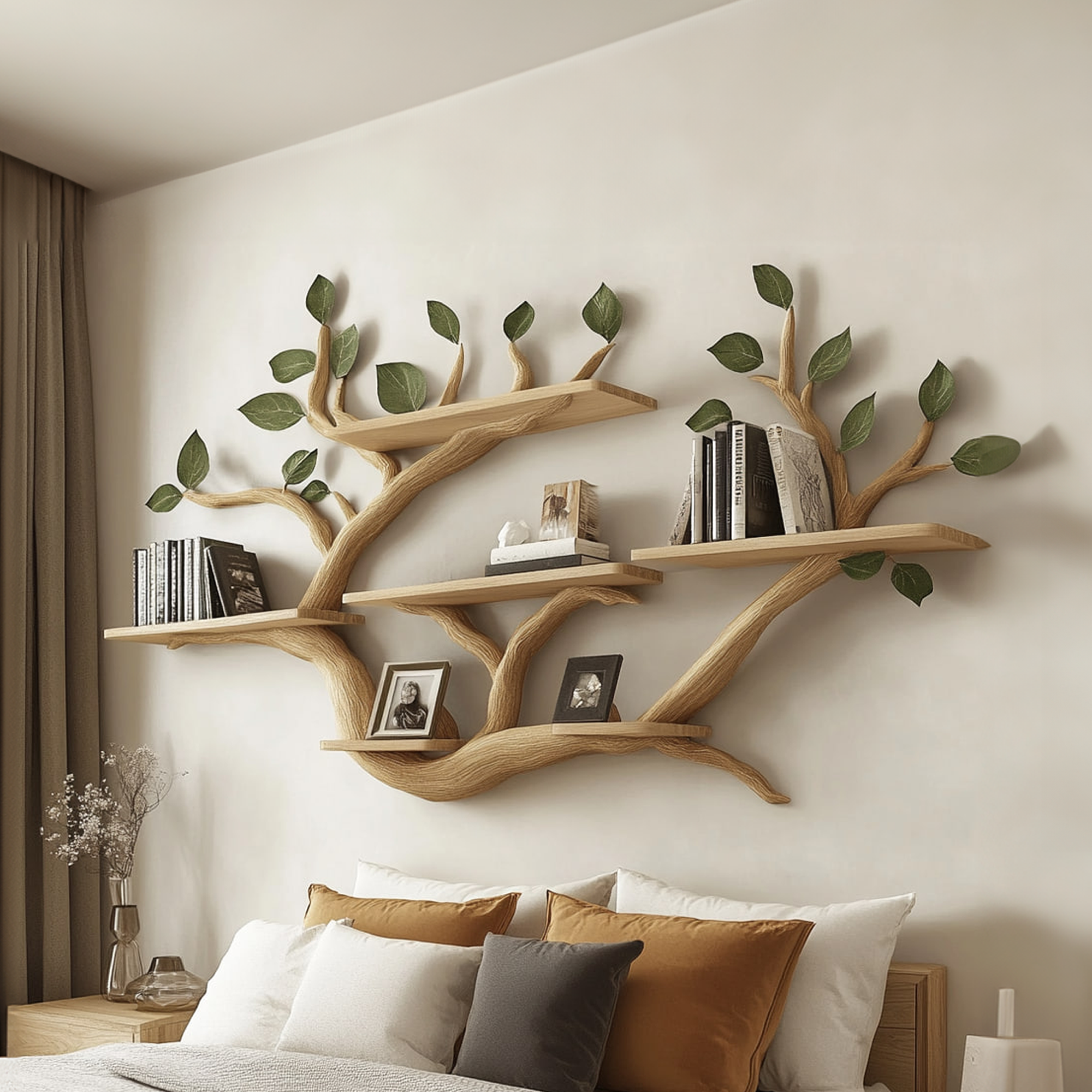 Rustic Tree Wall Shelf Artistic Bedroom Living SINLKITBS045