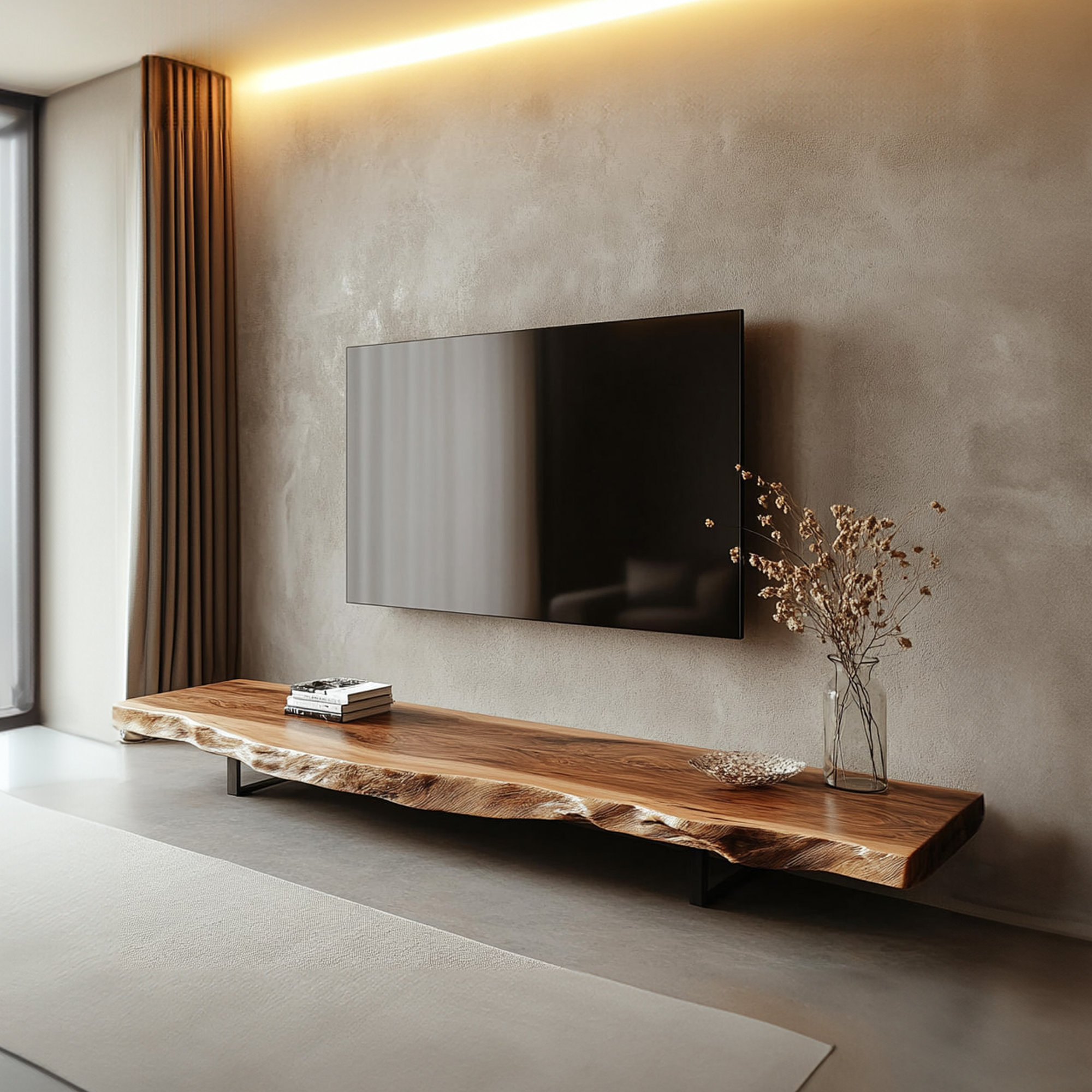 Mid Century TV Console Live Edge Wood Master Bedroom SINLKICS354