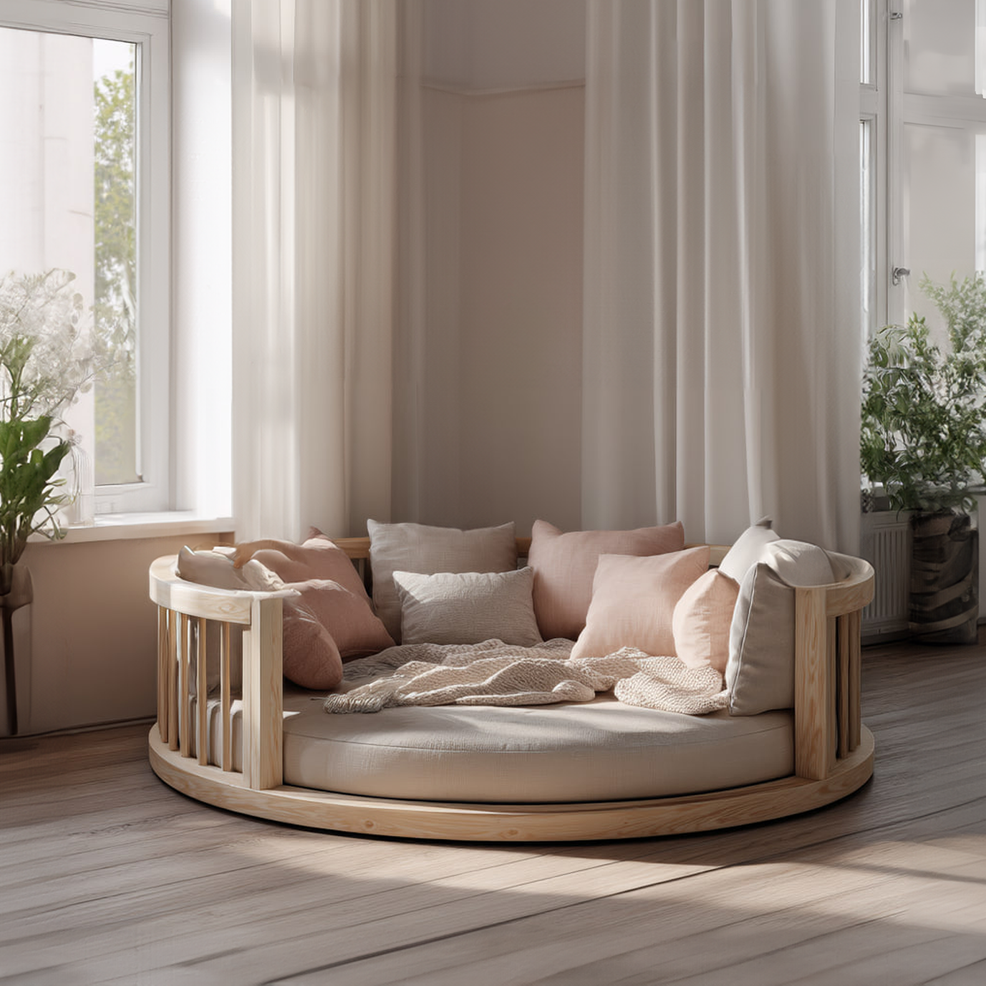 Mid Century Nursery Round Daybed Bedroom SINLKIWB55