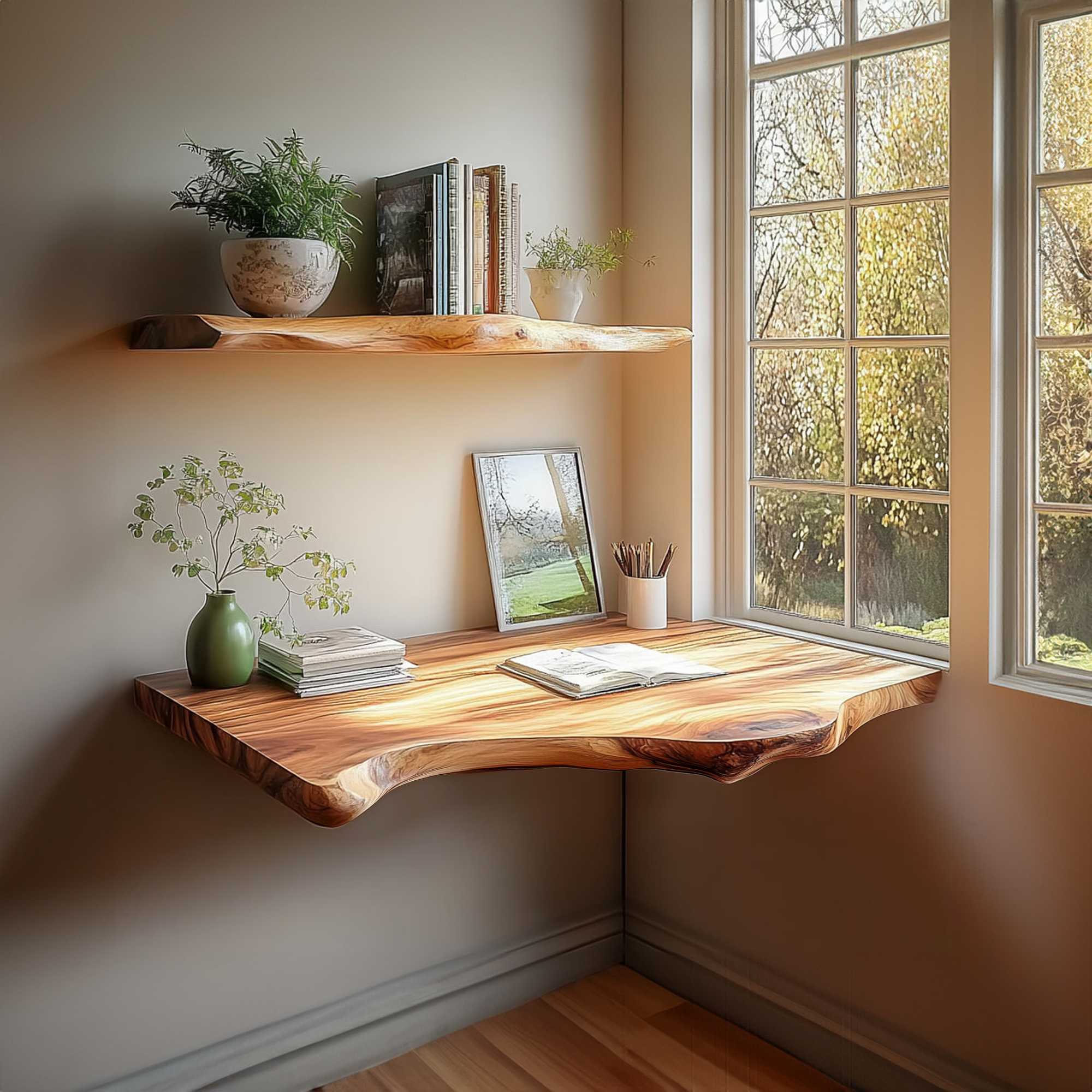 Rustic Floating Wall Shelf Desk Bedroom And Office SINLKIFL215