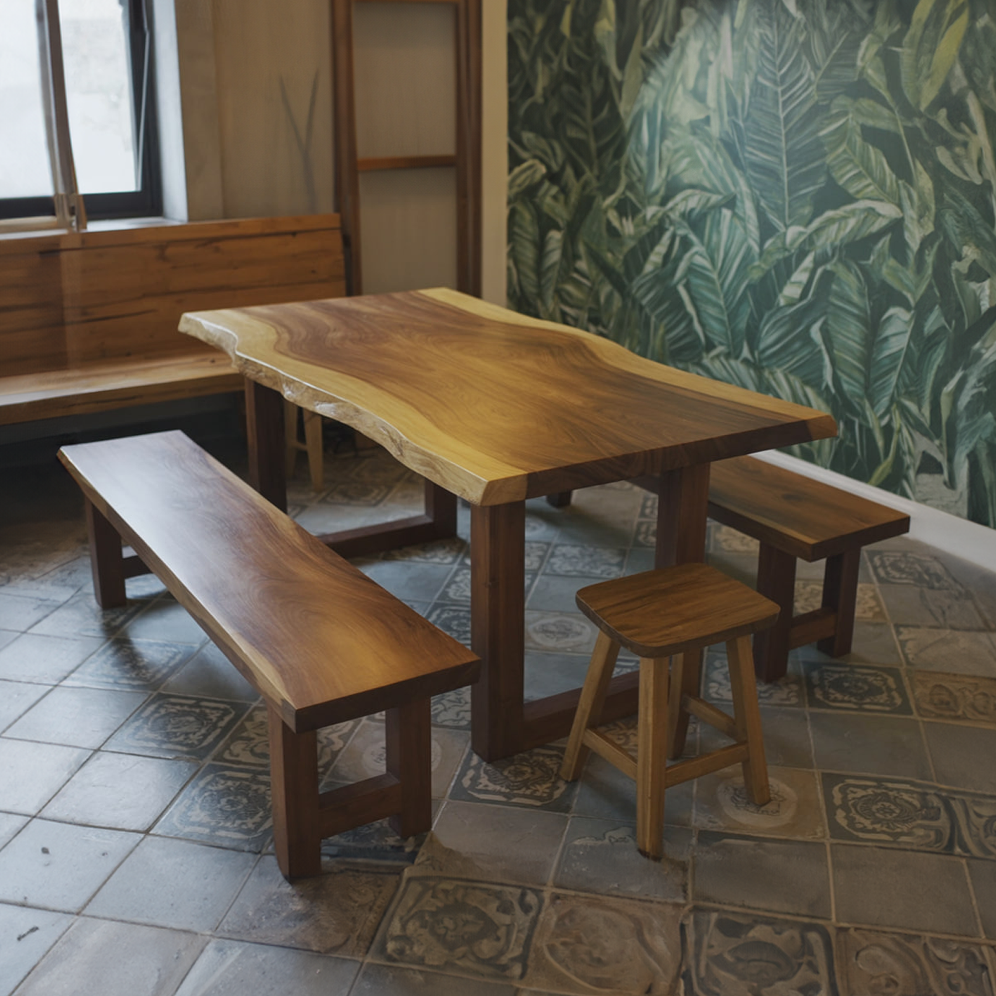 Nature Inspired Live Edge Dining Table Handmade SINLKIDT134