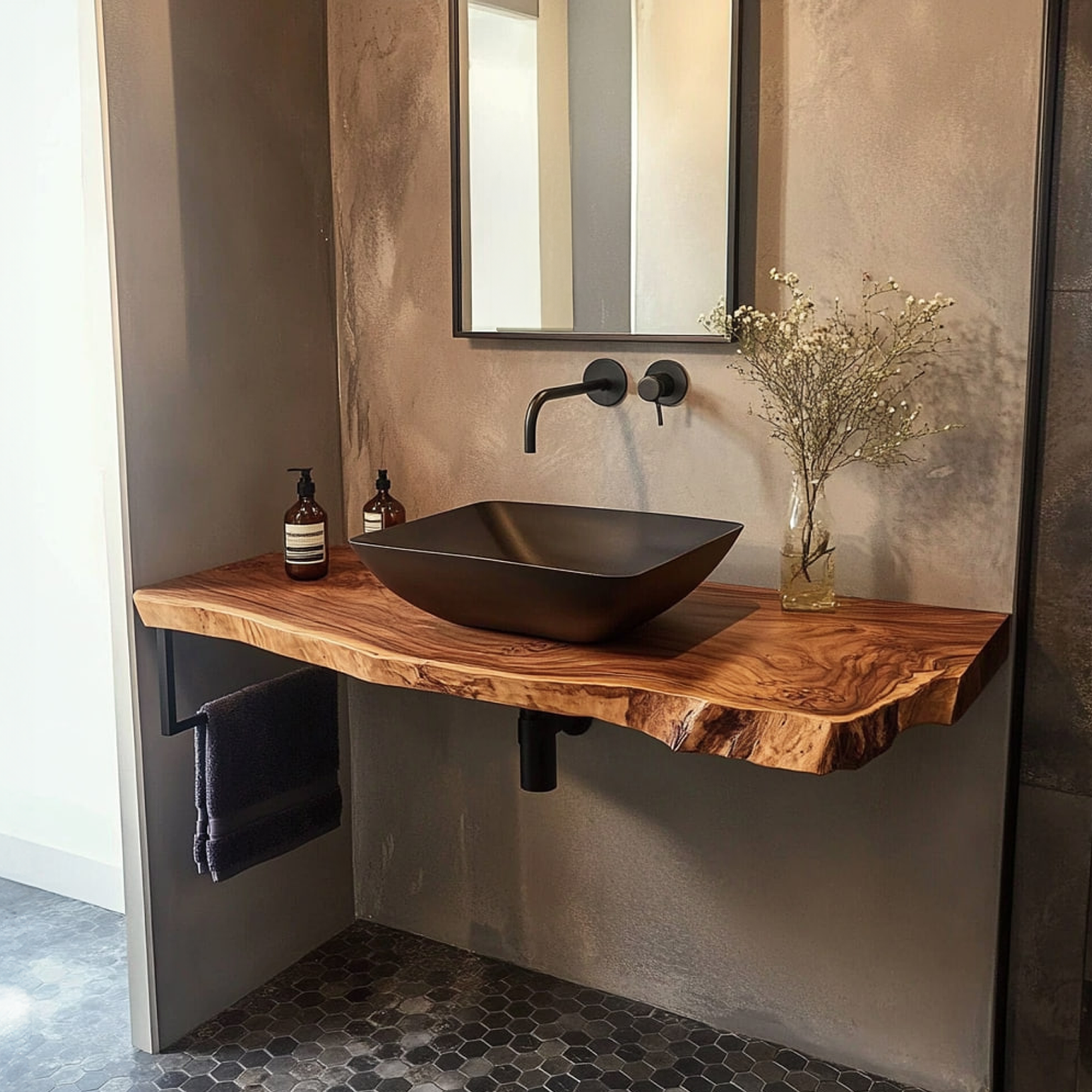 Rustic Bathroom Vanity Shelf Solid Wood Bathroom Design SINLKIBRV224