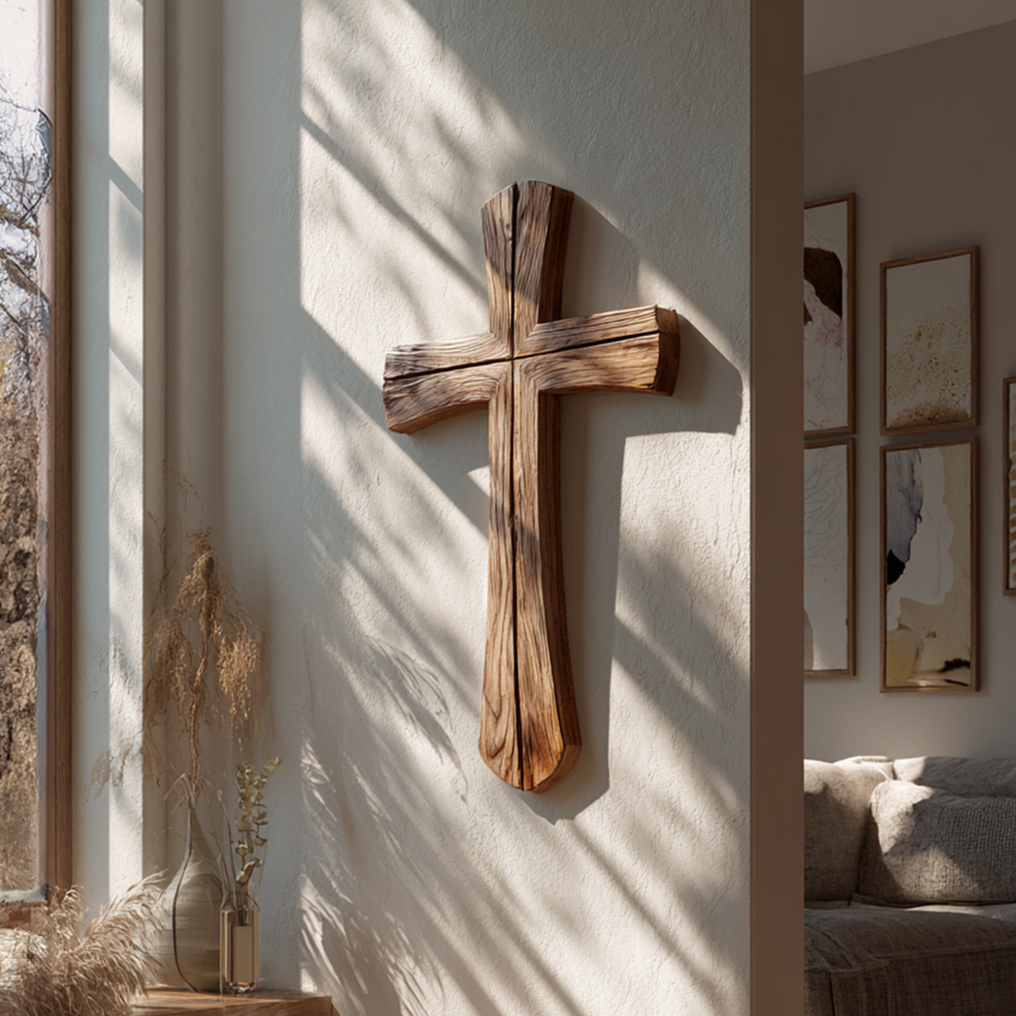 Rustic Wooden Wall Cross Living Room And Study Room SINLKIWD004