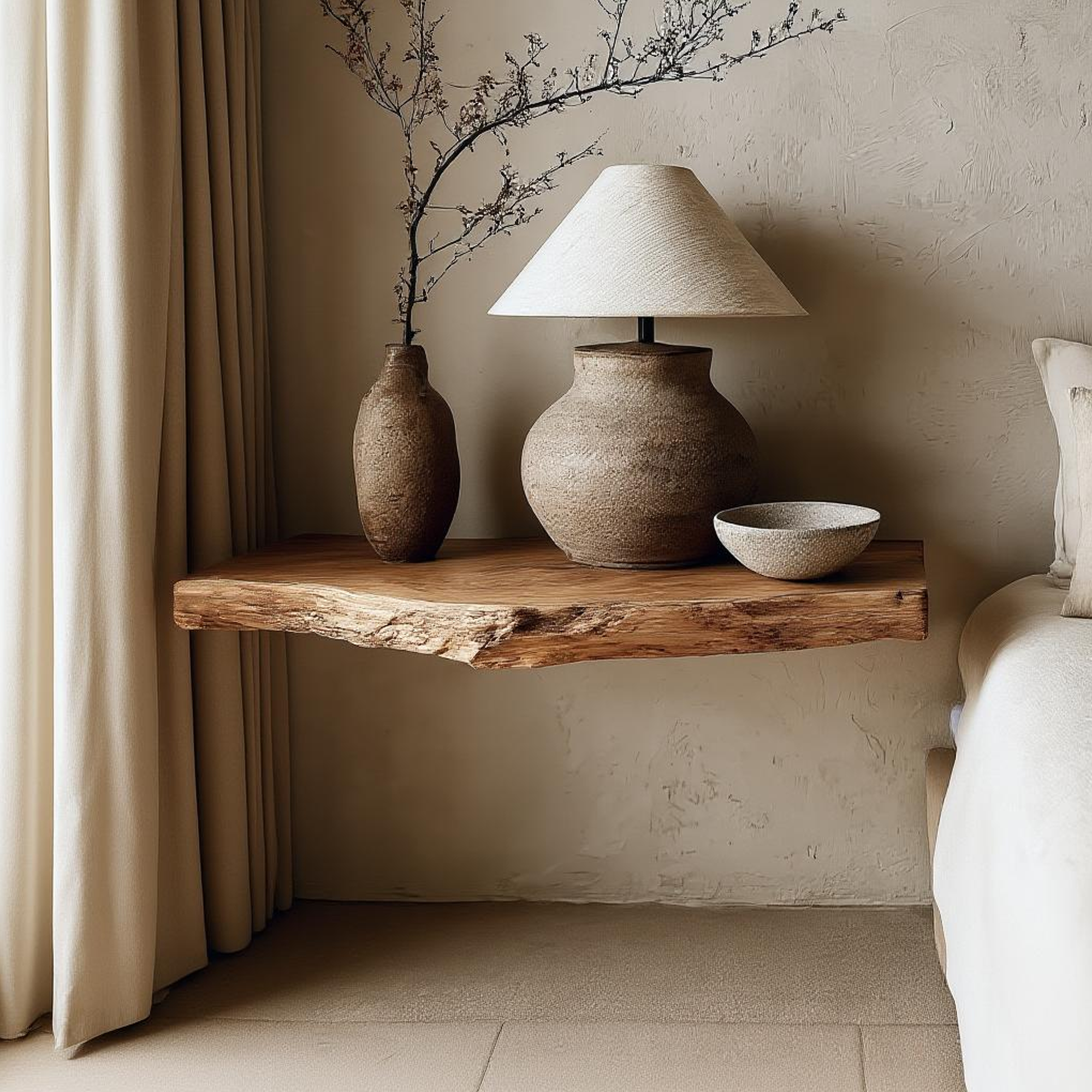 Rustic Floating Nightstand Bedroom SINLKIFL183