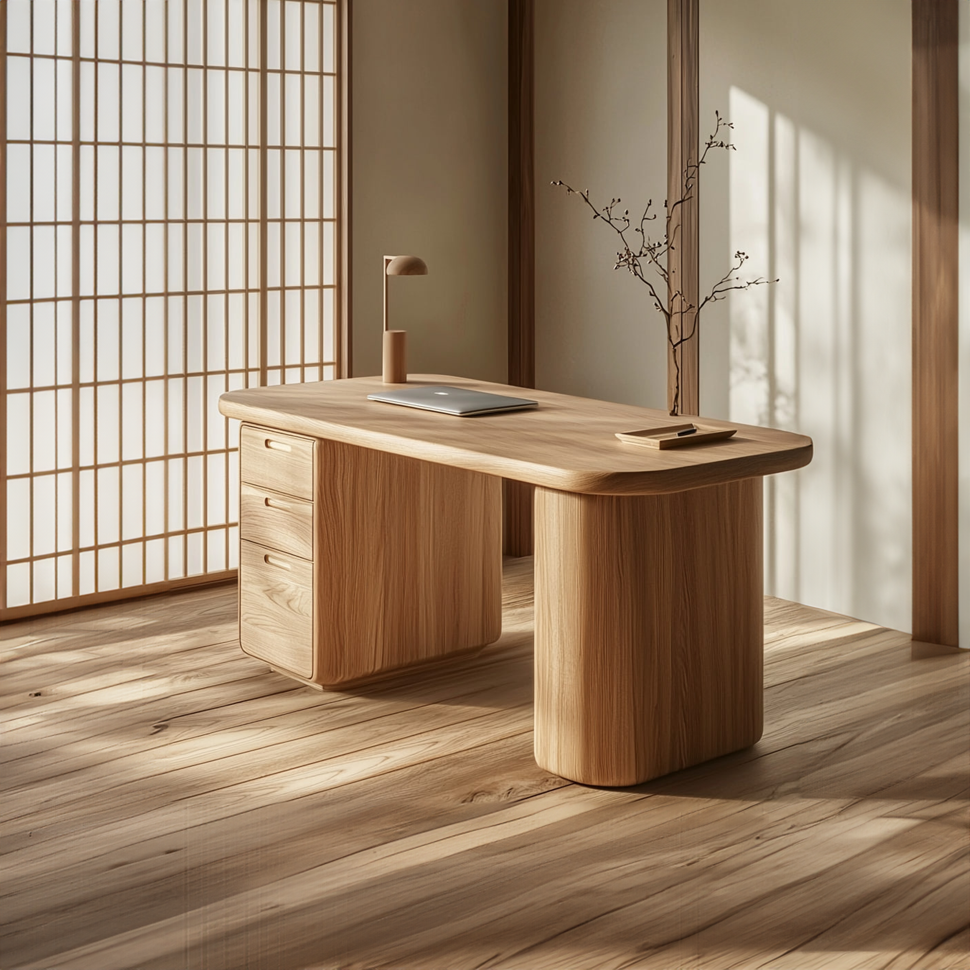 Minimalist Wooden Desk With Storage For Home Office And Bedroom SINLSDESK601