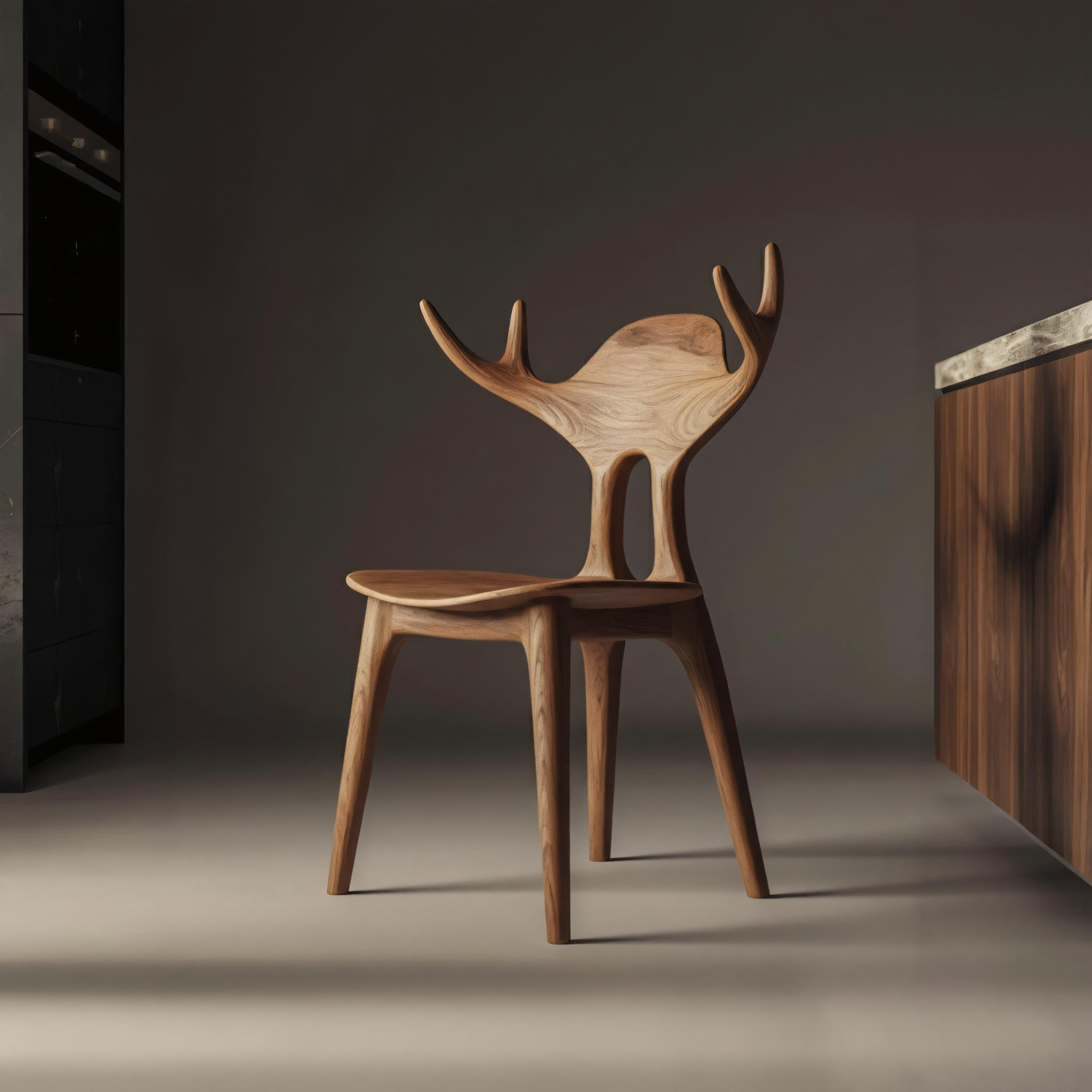 Rustic Sculptural Wooden Chair Dining Room Interior Art Furniture SINLKIWC036