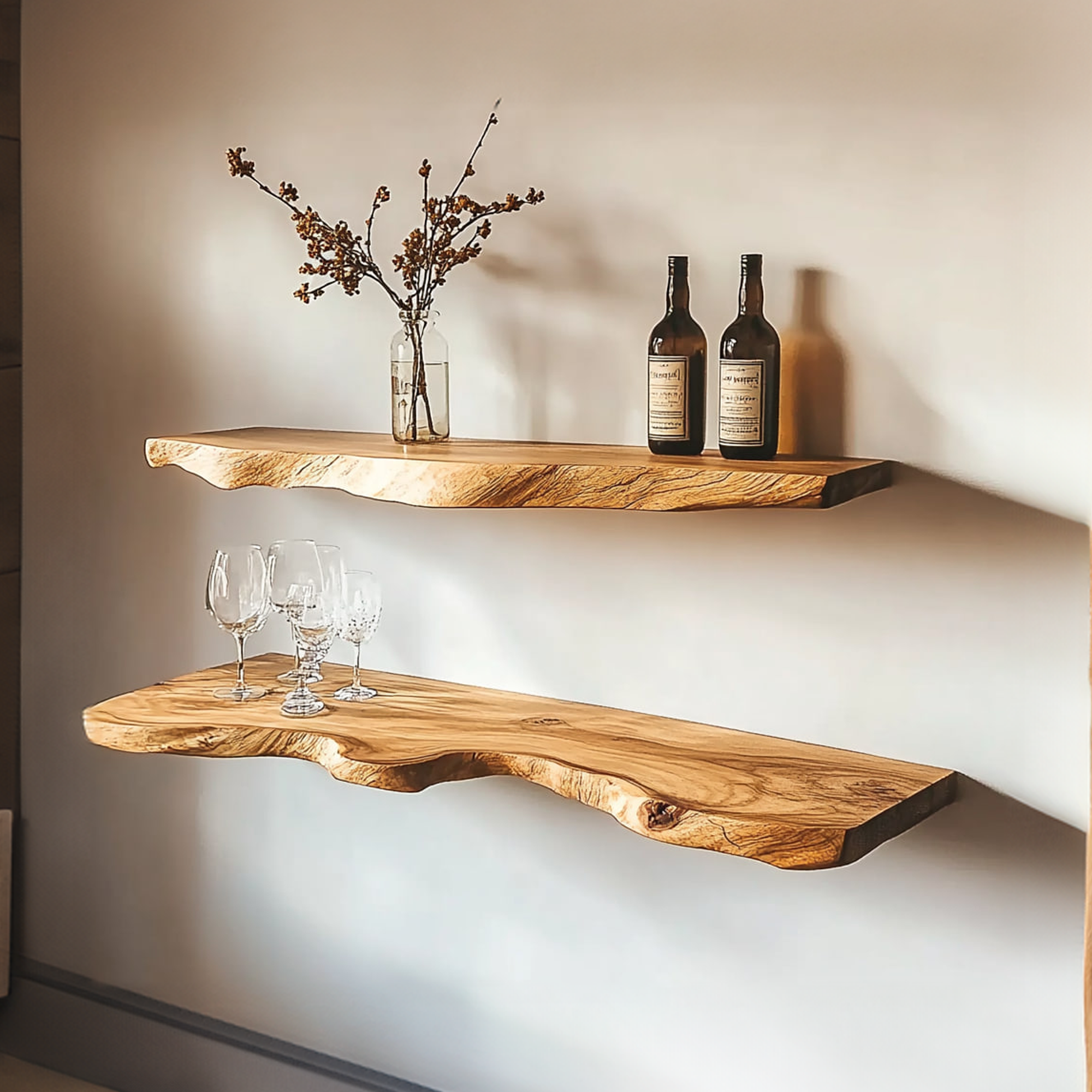Rustic Floating Shelf Live Edge Design For Dining Room SINLKIFL316