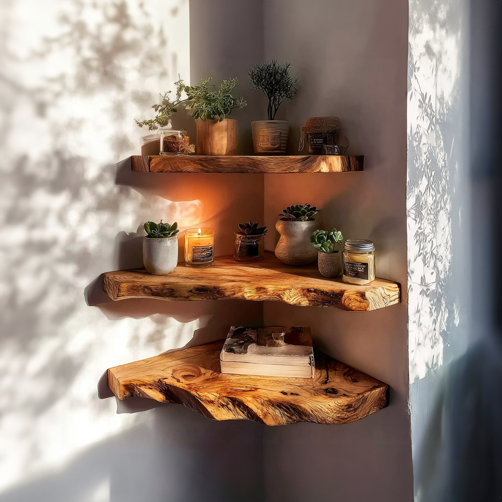 Rustic Wall Mounted Corner Shelf Living Room SINLKIFL209