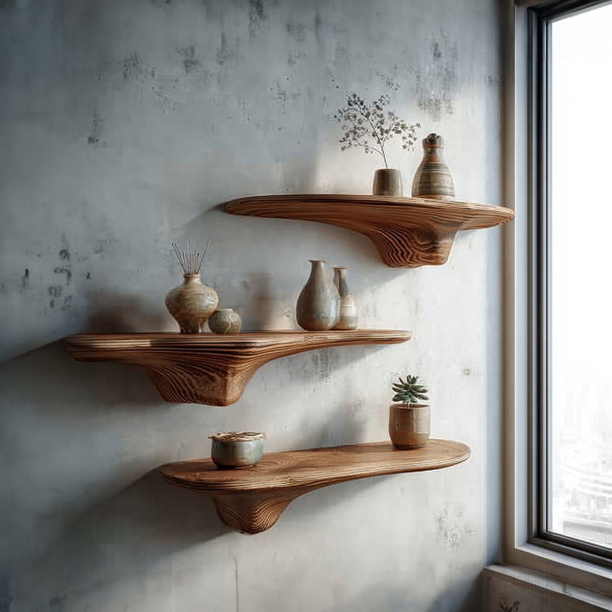 Rustic Mushroom Floating Shelves Office SINLKIFL144