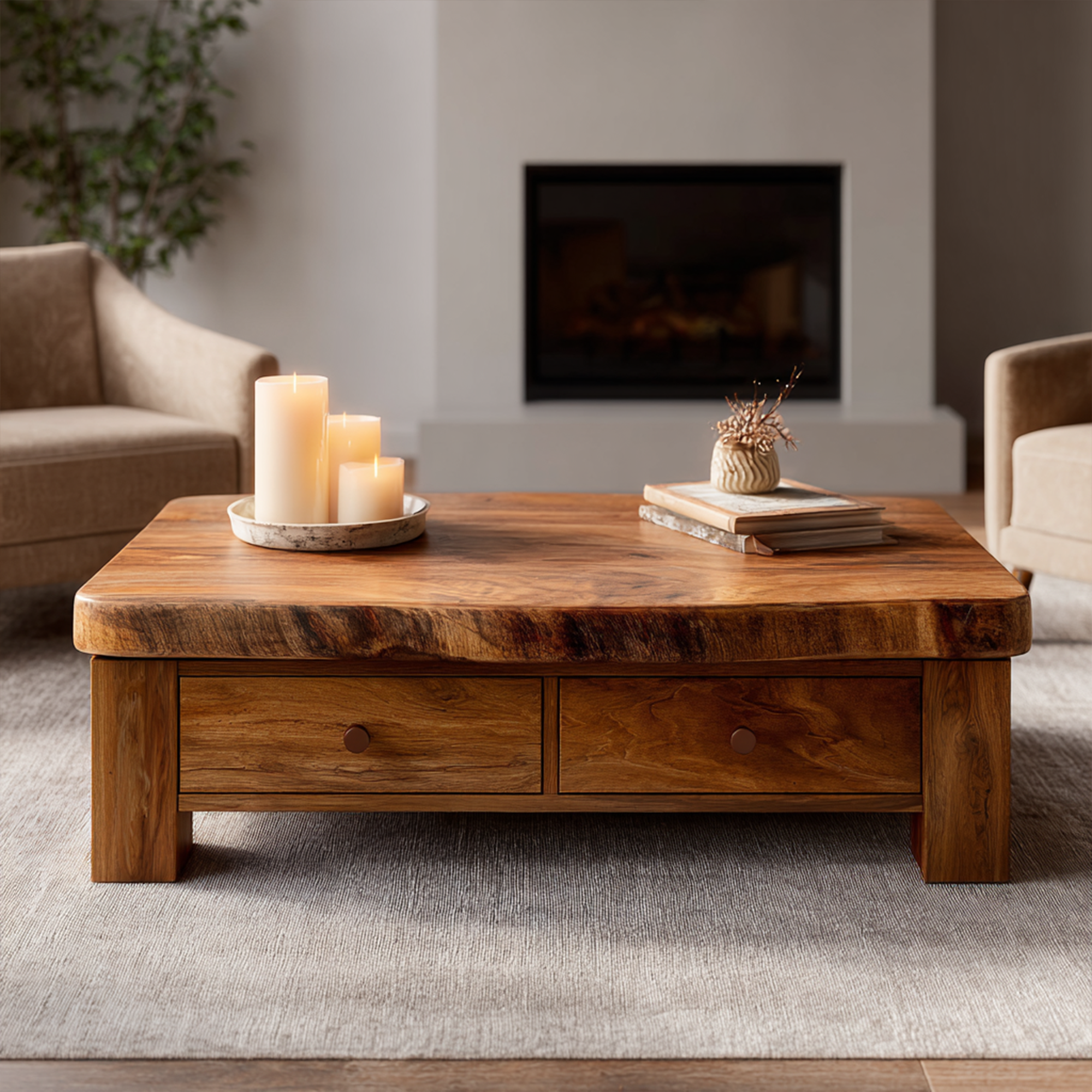 Heirloom Style Solid Wood Coffee Table Balanced Modern Living Room Interior SINLKICF316