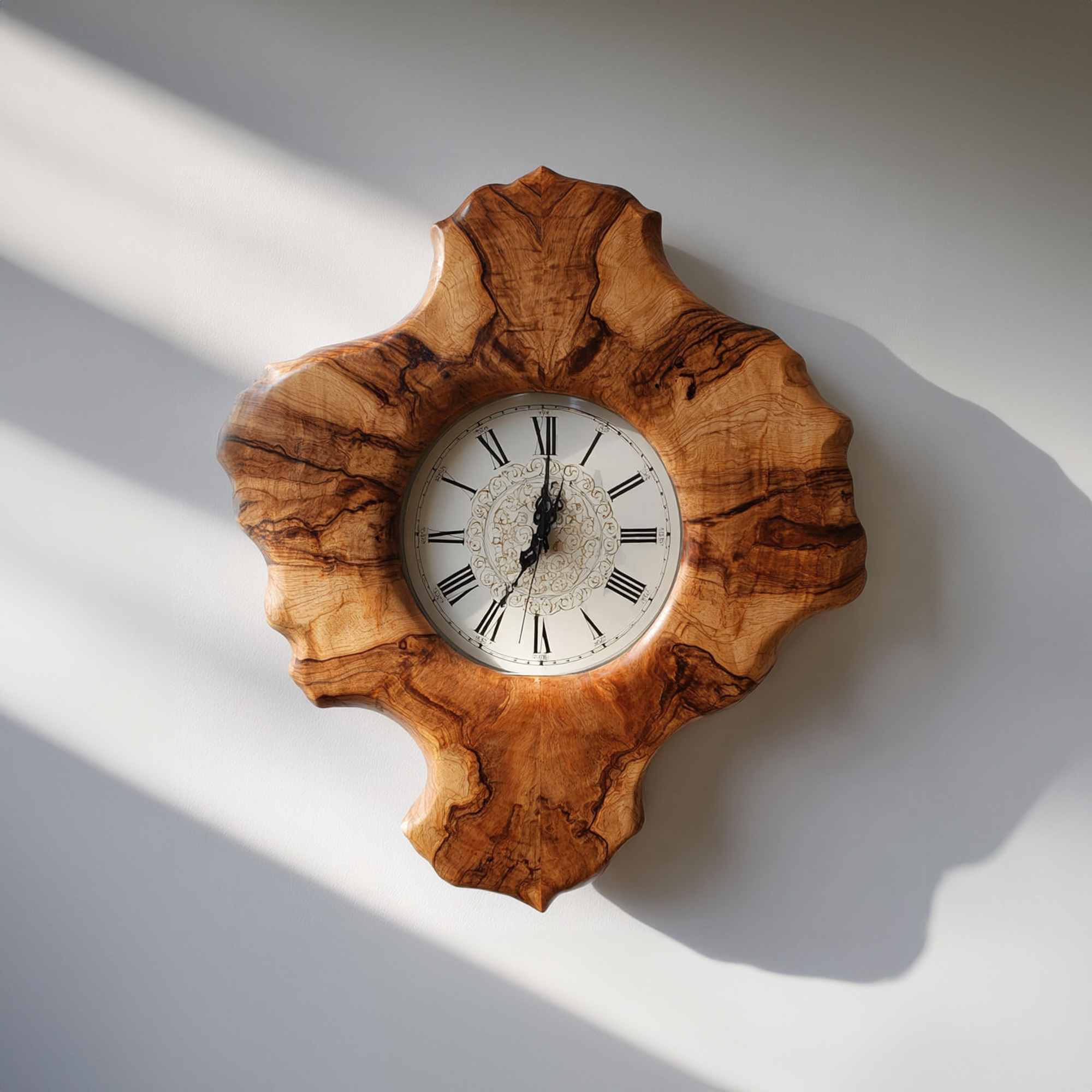 Rustic Organic Sculpted Wood Wall Clock Kitchen Or Entryway Decor SINLKICK006