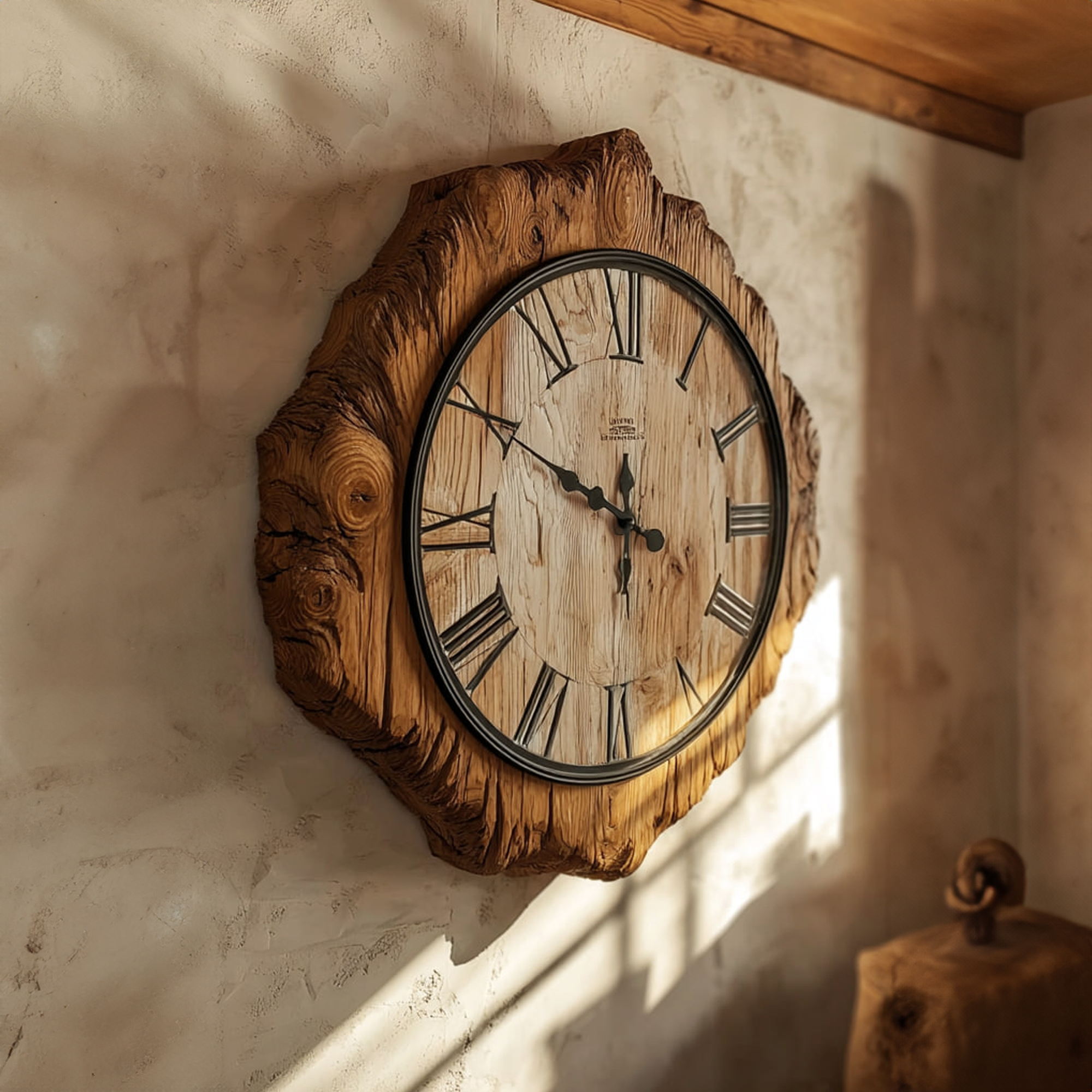 Rustic Natural Edge Wall Clock Wooden Decor Living Room Or Bedroom SINLKICK018