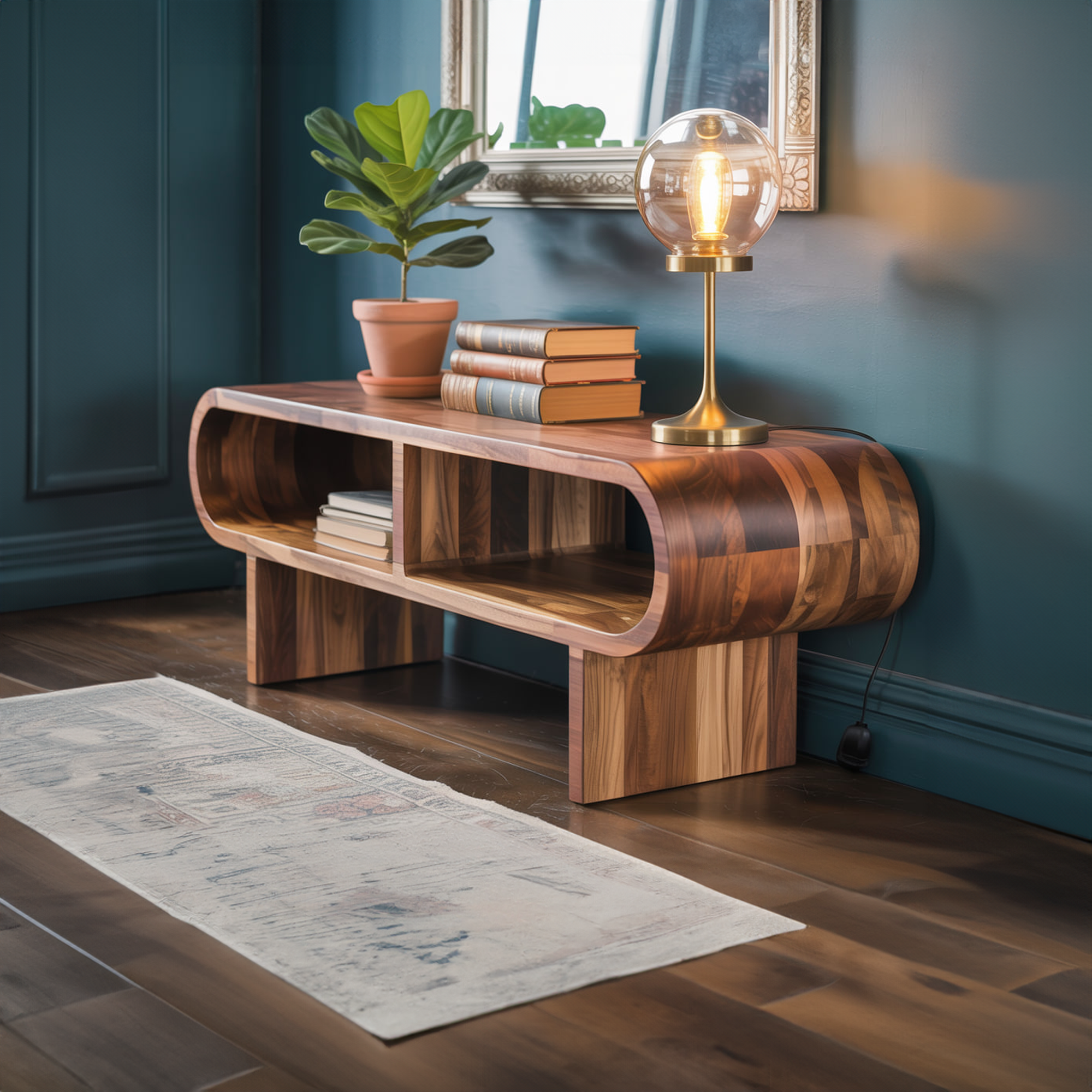 Organic Modern Rounded Wood Cabinet Living Room Or Bedroom SINLKISC285