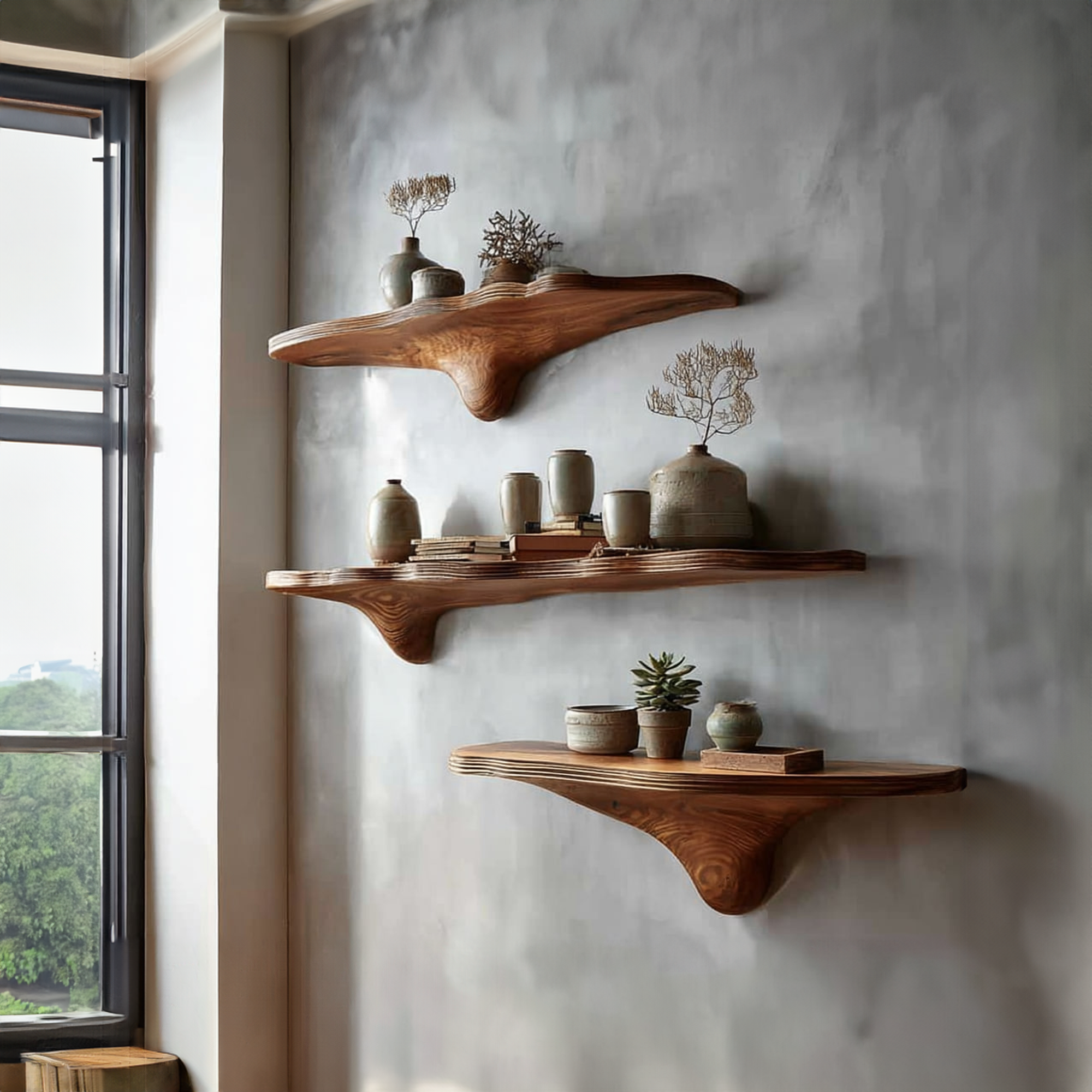 Rustic Mushroom Floating Shelves Bathroom SINLKIFL140