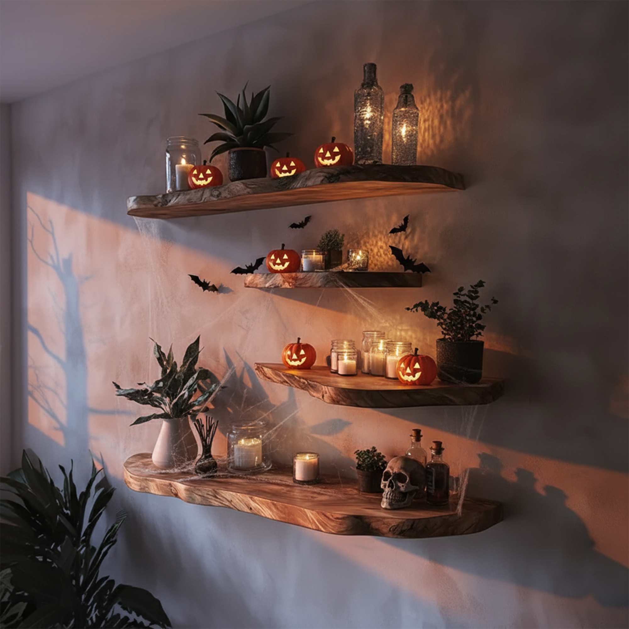 Rustic Handmade Halloween Floating Shelf Living Room Wall Decor SINLKIHW033