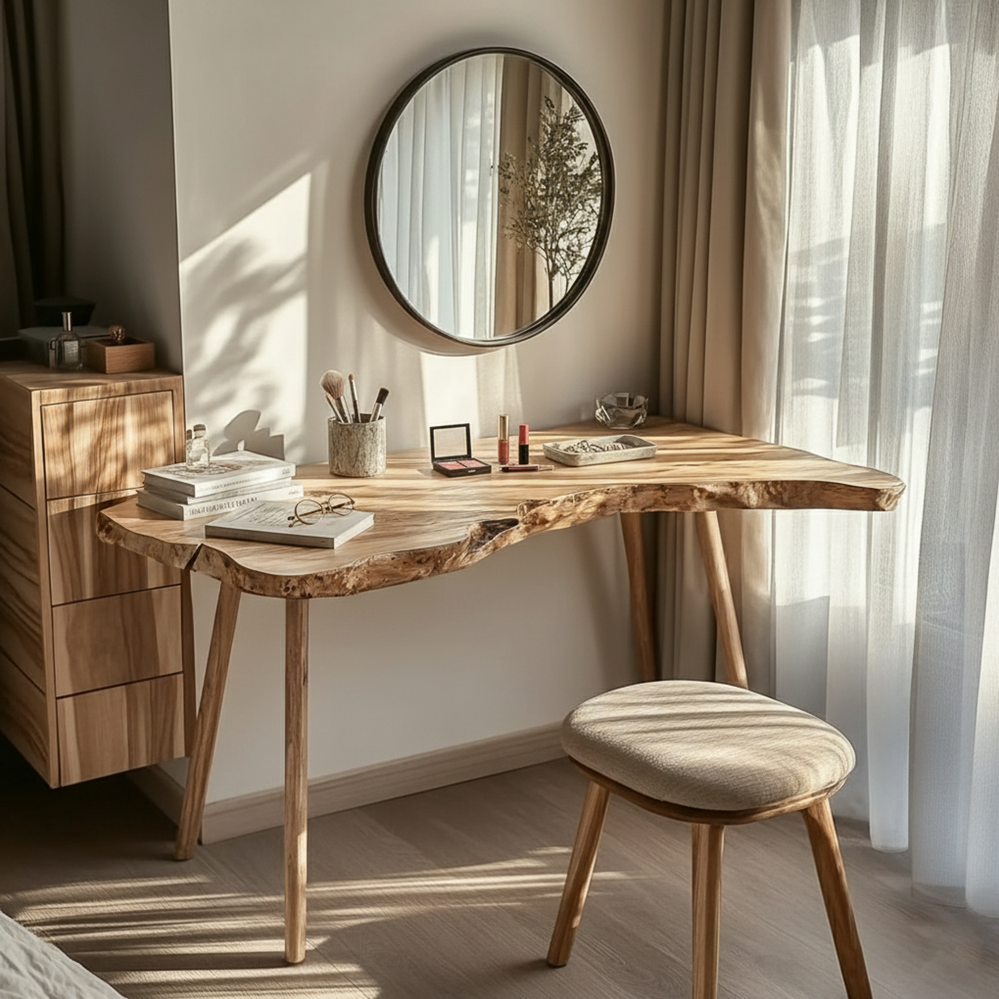 Scandinavian Natural Makeup Table Bedroom And Beauty Room SINLKIDK37