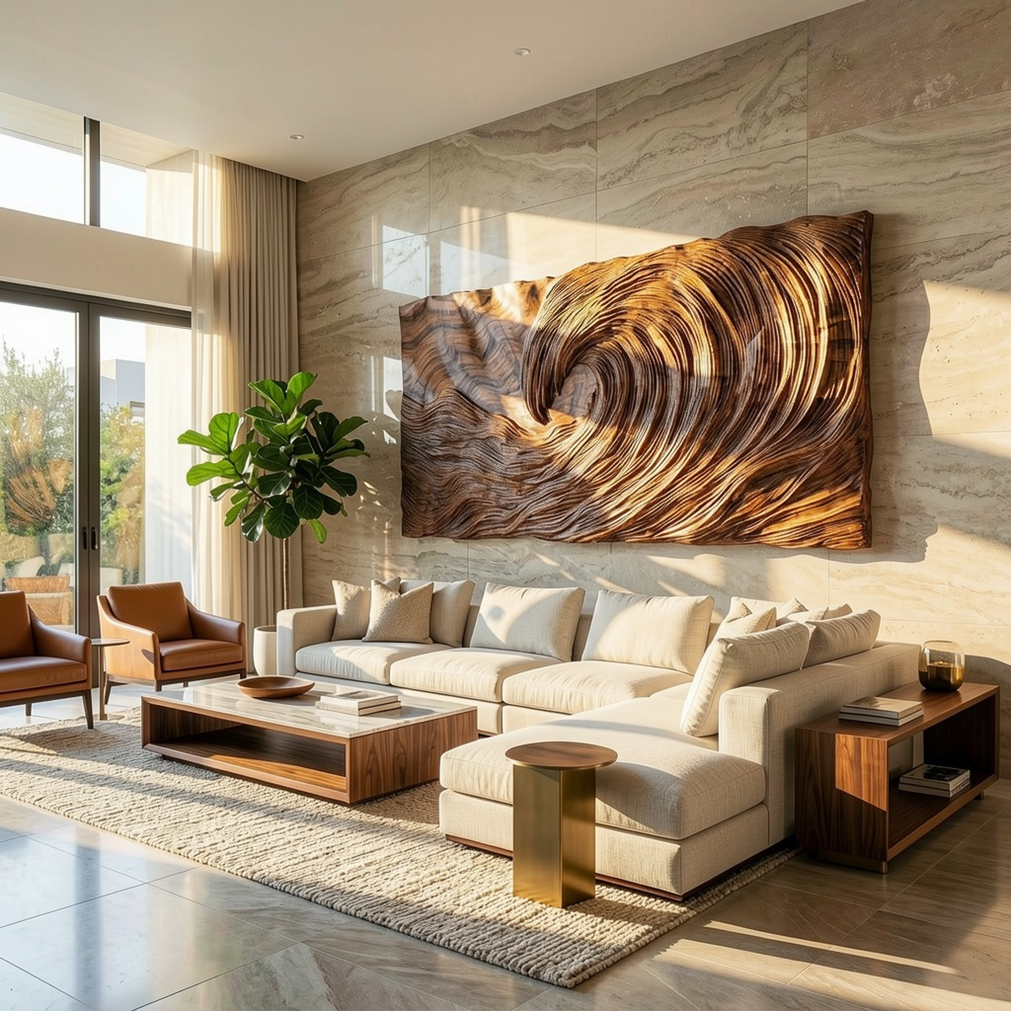 Modern Wood Sculpture Wall Decor Living Room And Bedroom SINLKIWD045