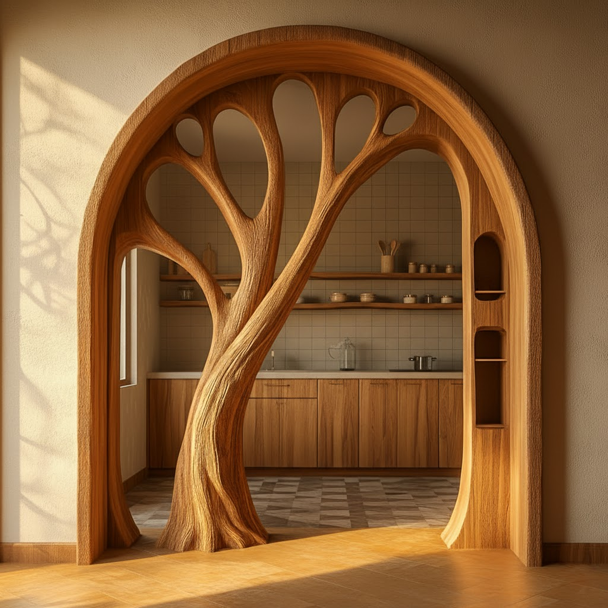 Organic Architectural Interior Archway Bookcase For Living Space SINLKIDF006