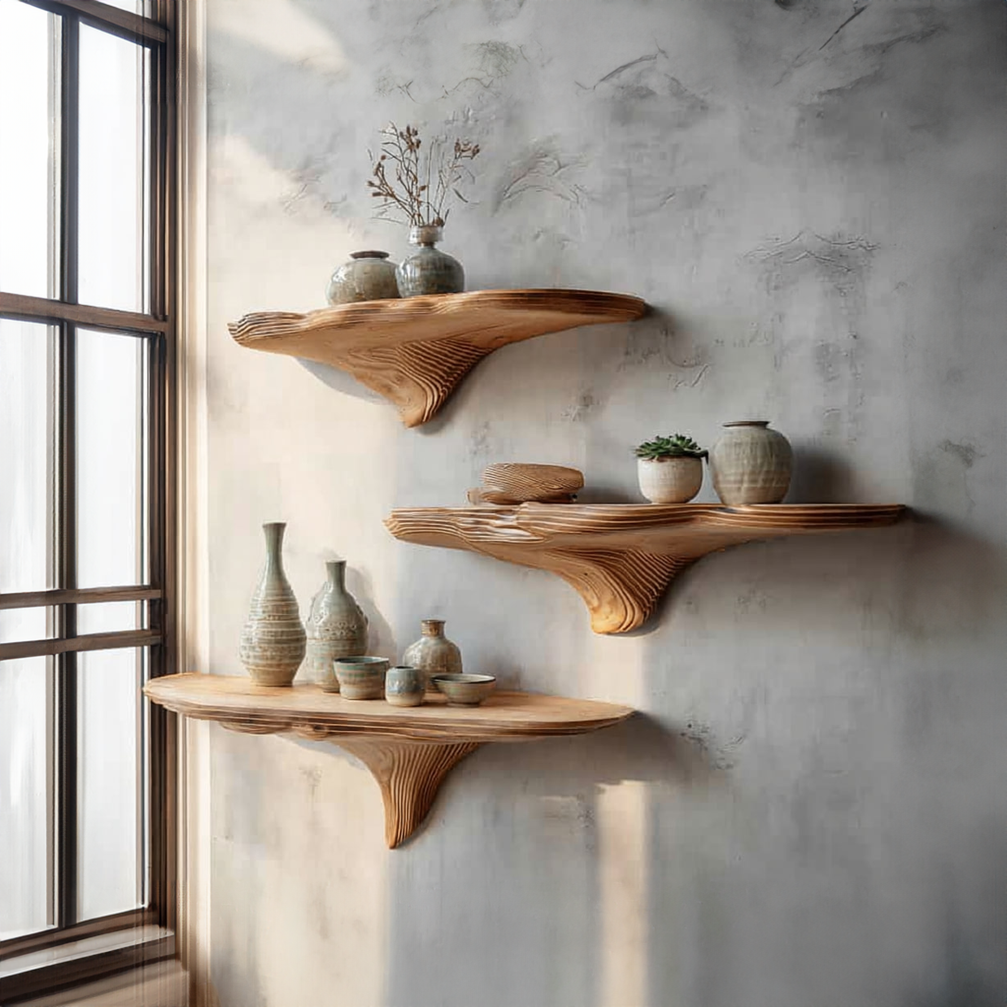 Rustic Mushroom Wall Shelf Bedroom SINLKIFL145