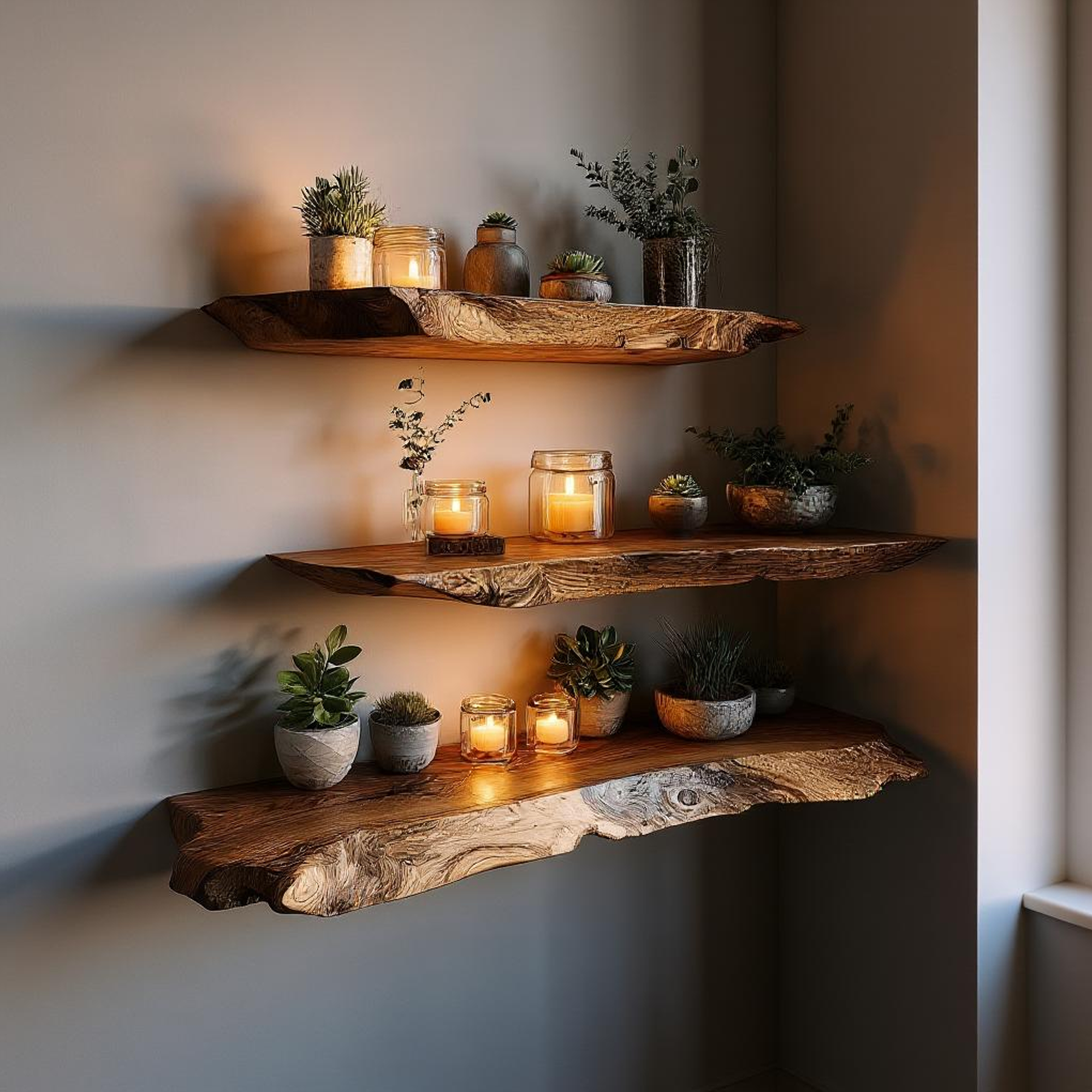 Rustic Live Edge Floating Shelf Living Room SINLKIFL180