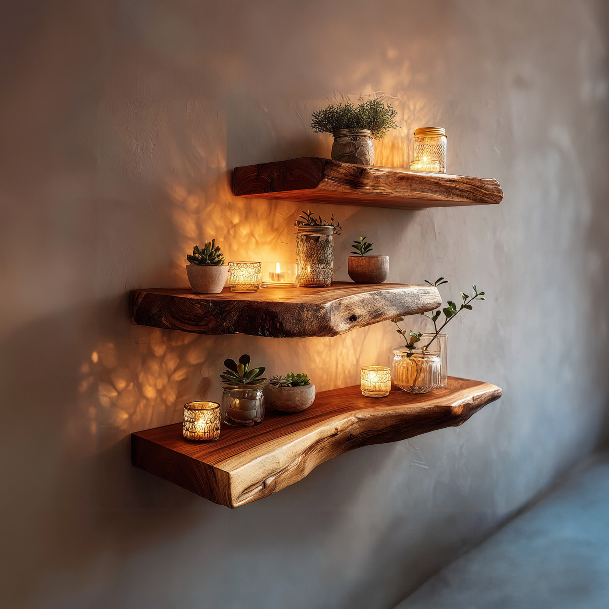 Rustic Live Edge Floating Shelf Wall Decor Living Room SINLKIFL301