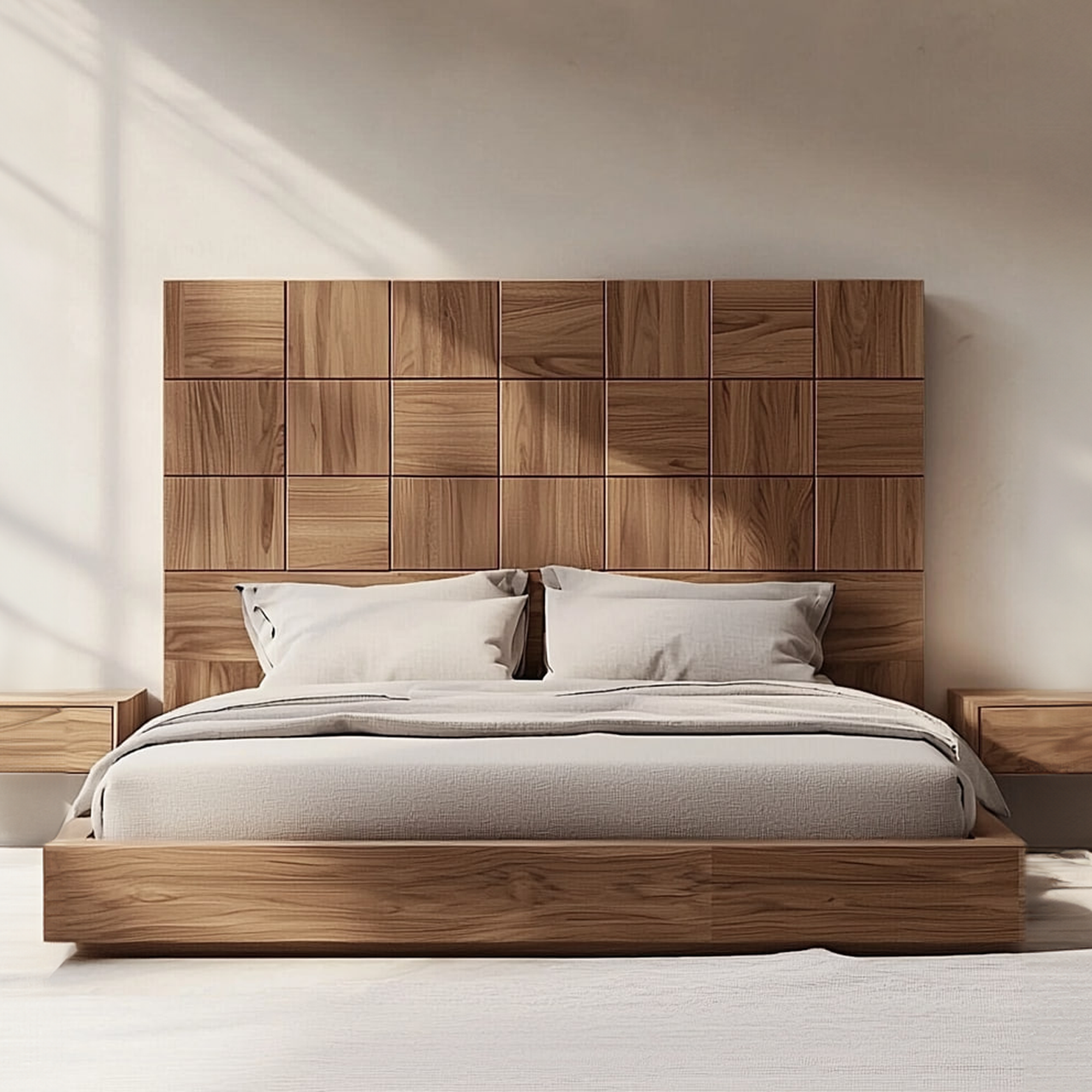 Mid Century Solid Wood Headboard Master Bedroom Decor SINLKIDH010