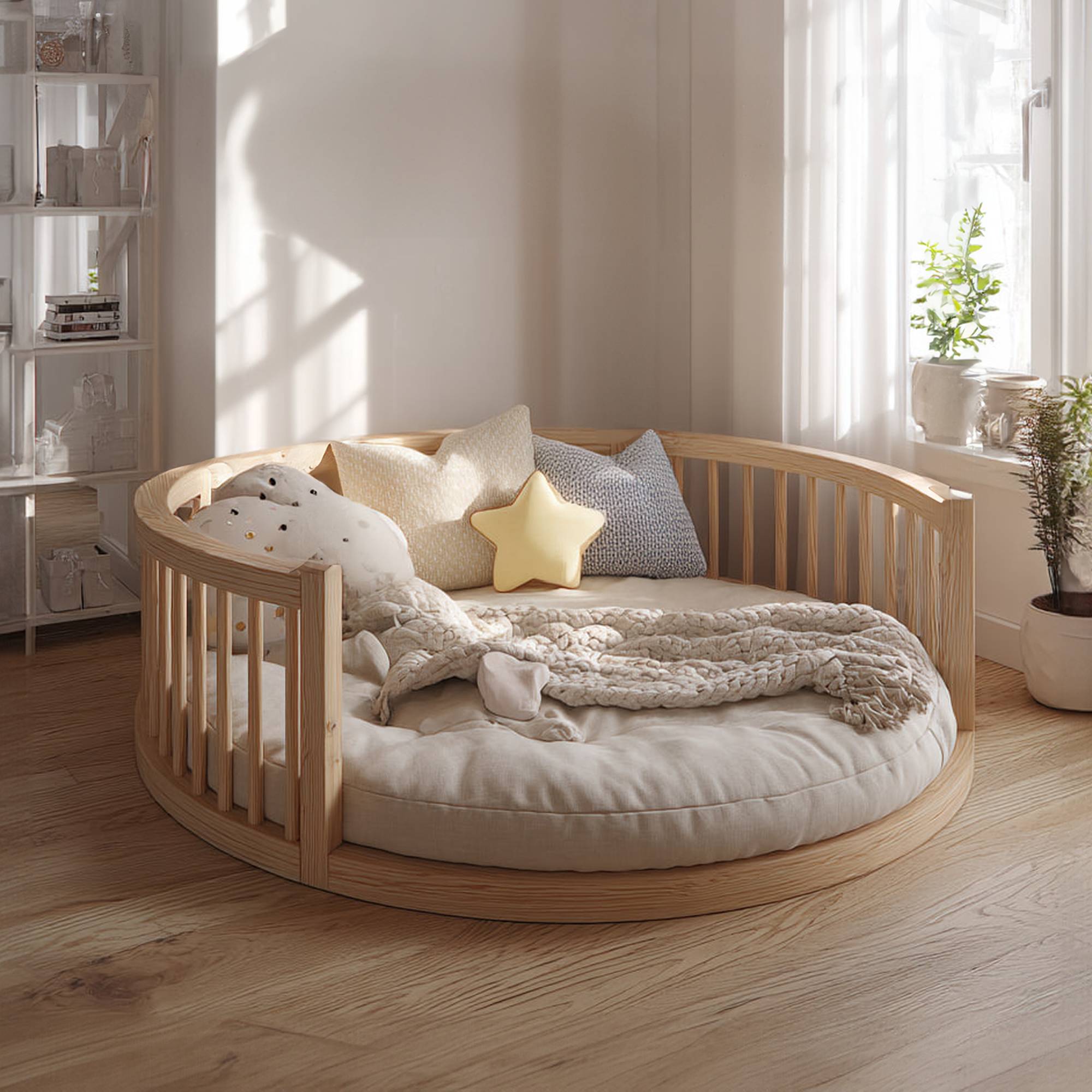 Scandinavian Round Toddler Bed Kids Bedroom SINLKIWB54