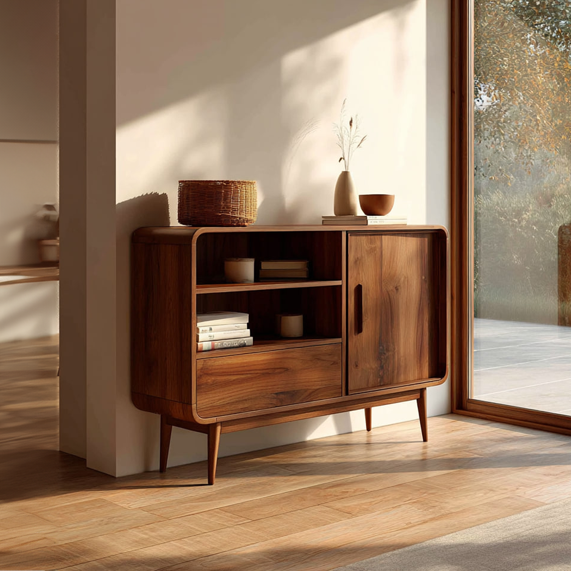 Mid Century Modern Console Cabinet Living Room Or Entryway SINLKISC263