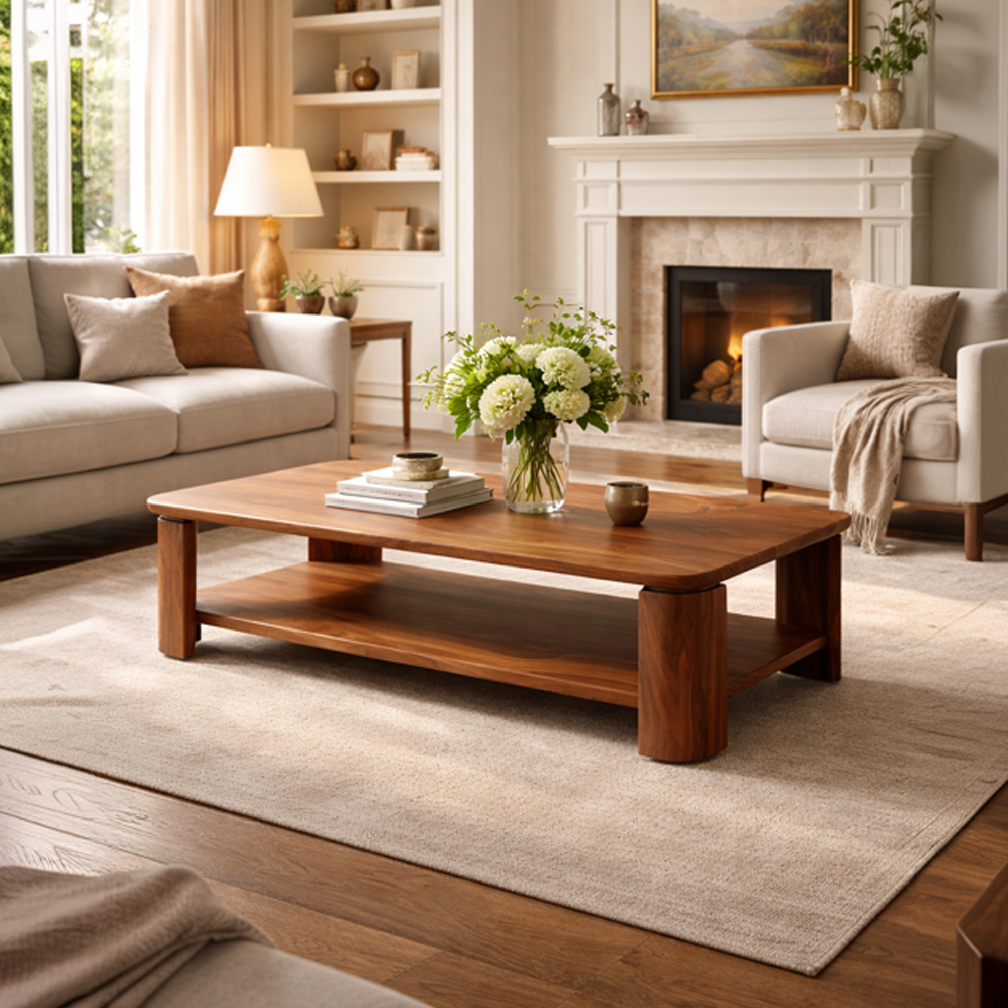 Classic Contemporary Solid Wood Coffee Table Timeless Living Room Interior SINLKICF286