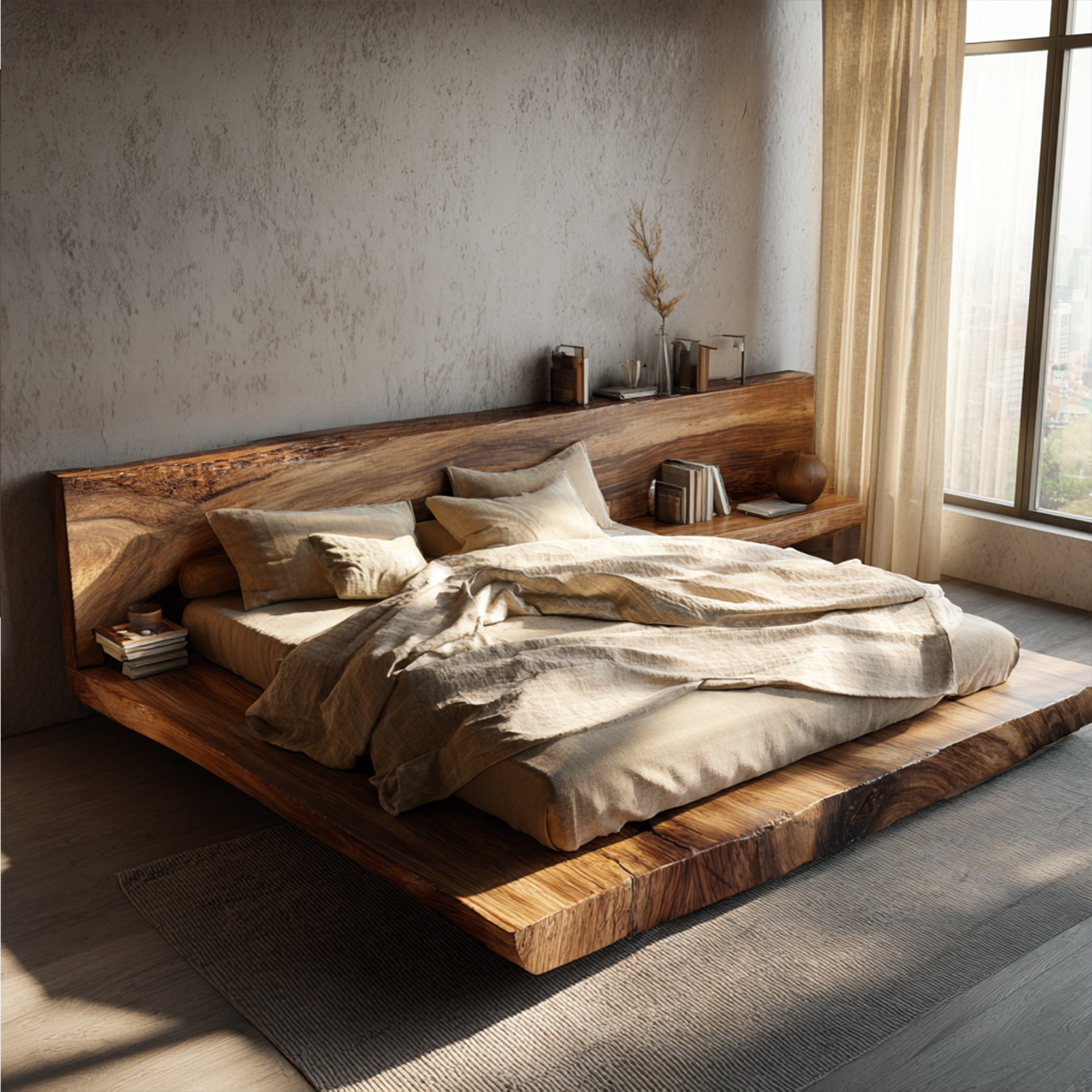 Mid Century Contemporary Bedroom Wood Bed SINLKIWB080