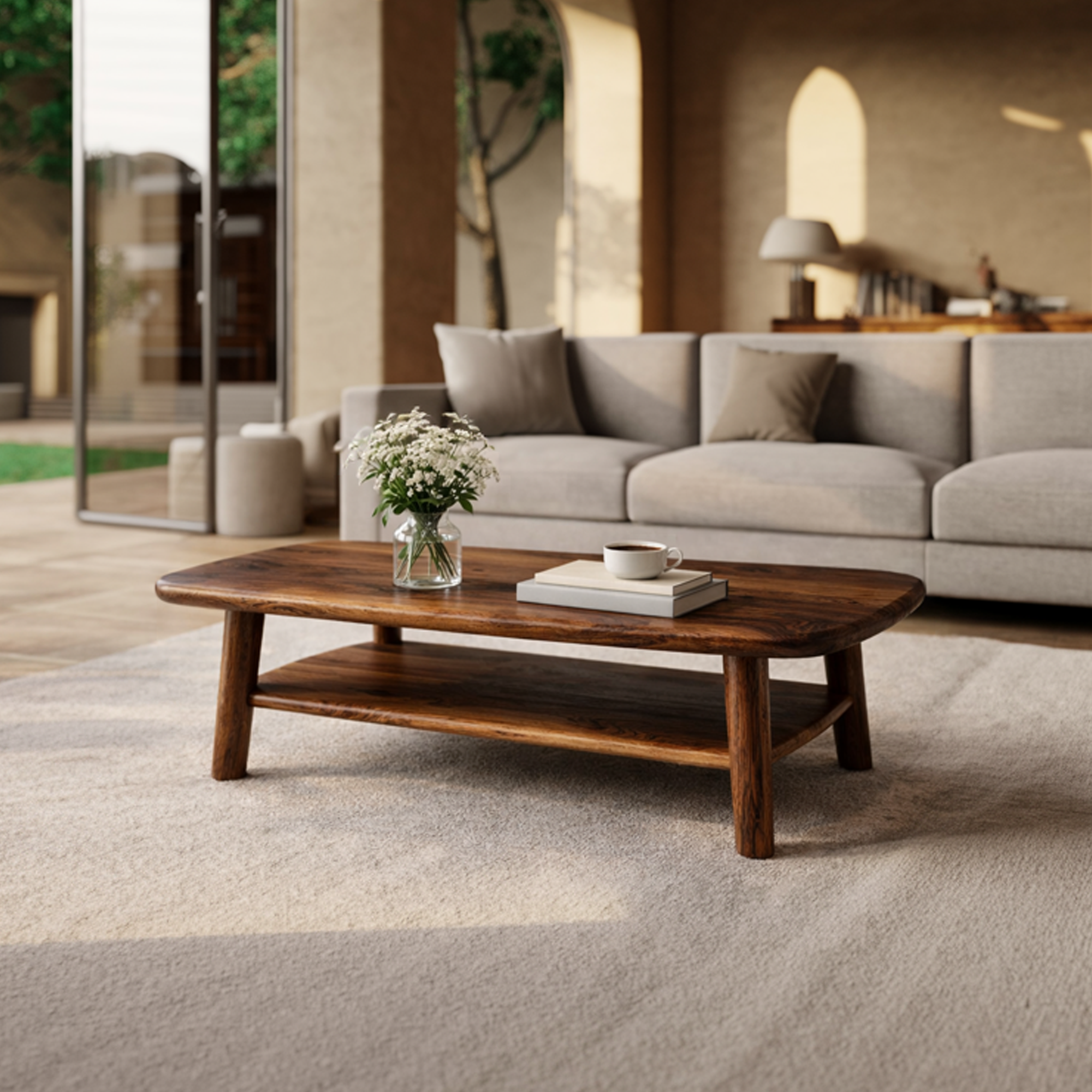 Refined Modern Solid Wood Coffee Table Elegant Living Room Interior SINLKICF285