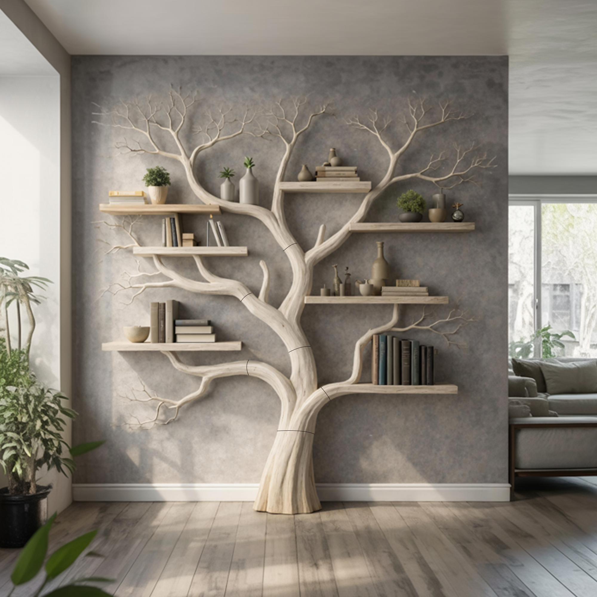 Rustic Wooden Tree Bookshelf For Bedroom Or Living Room SINLKITB621