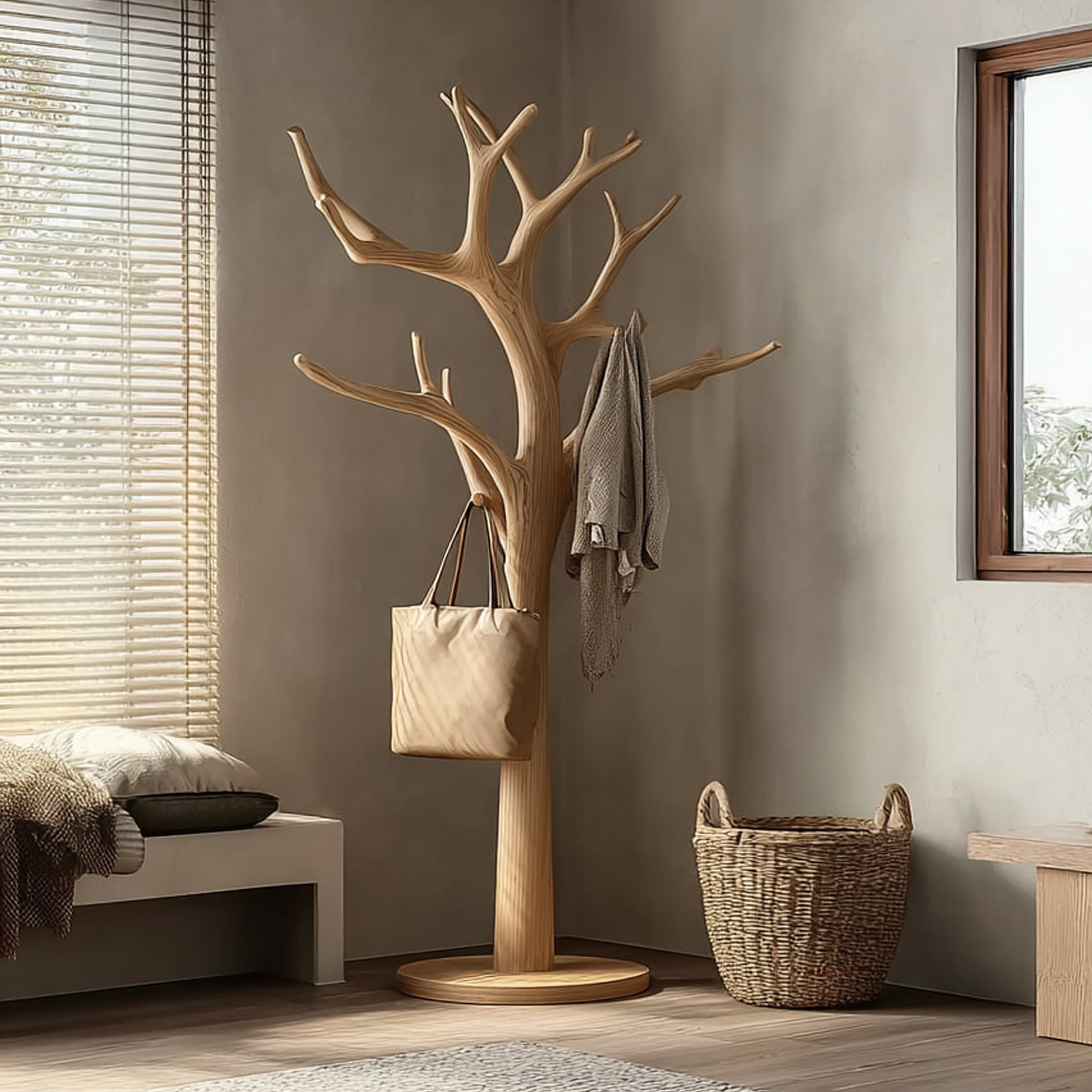 Rustic Tree Coat Stand Entryway Living Room Mudroom SINLKITCR033