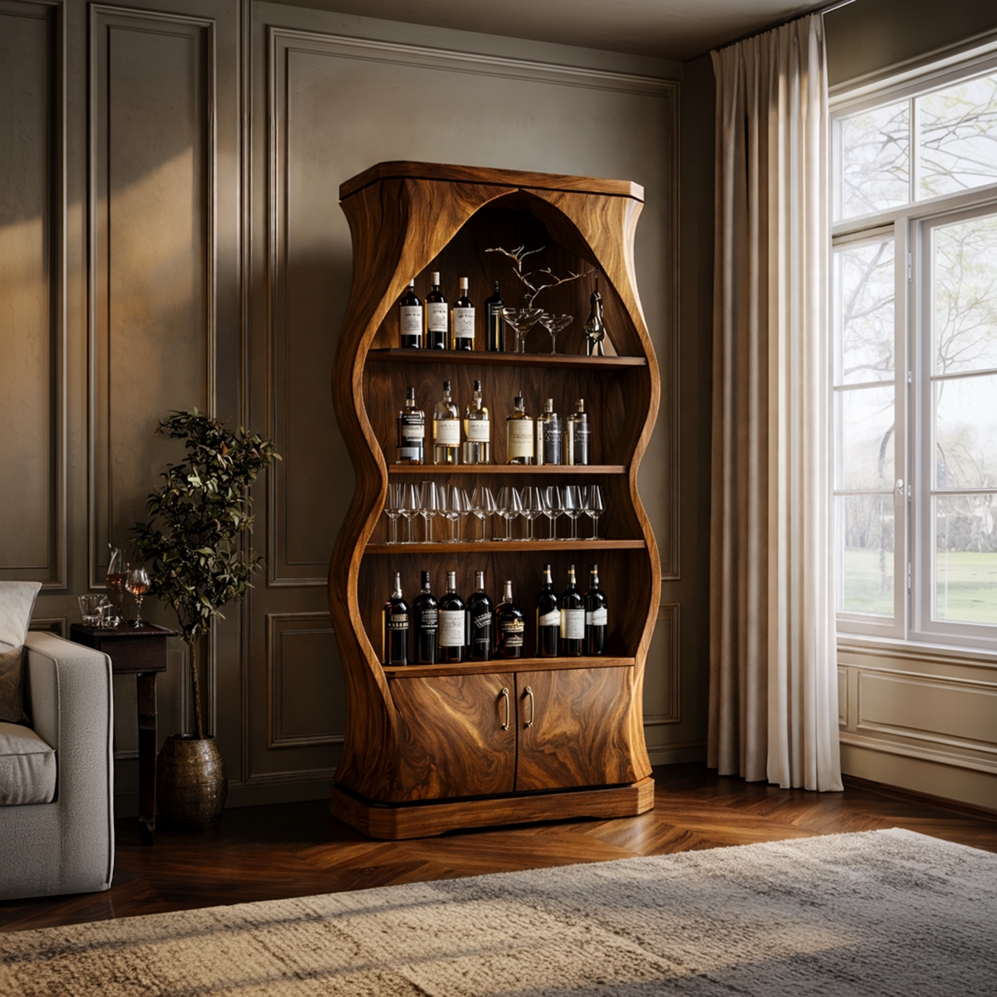 Artisan Solid Wood Wine Cabinet Dining Room SINLKISC454
