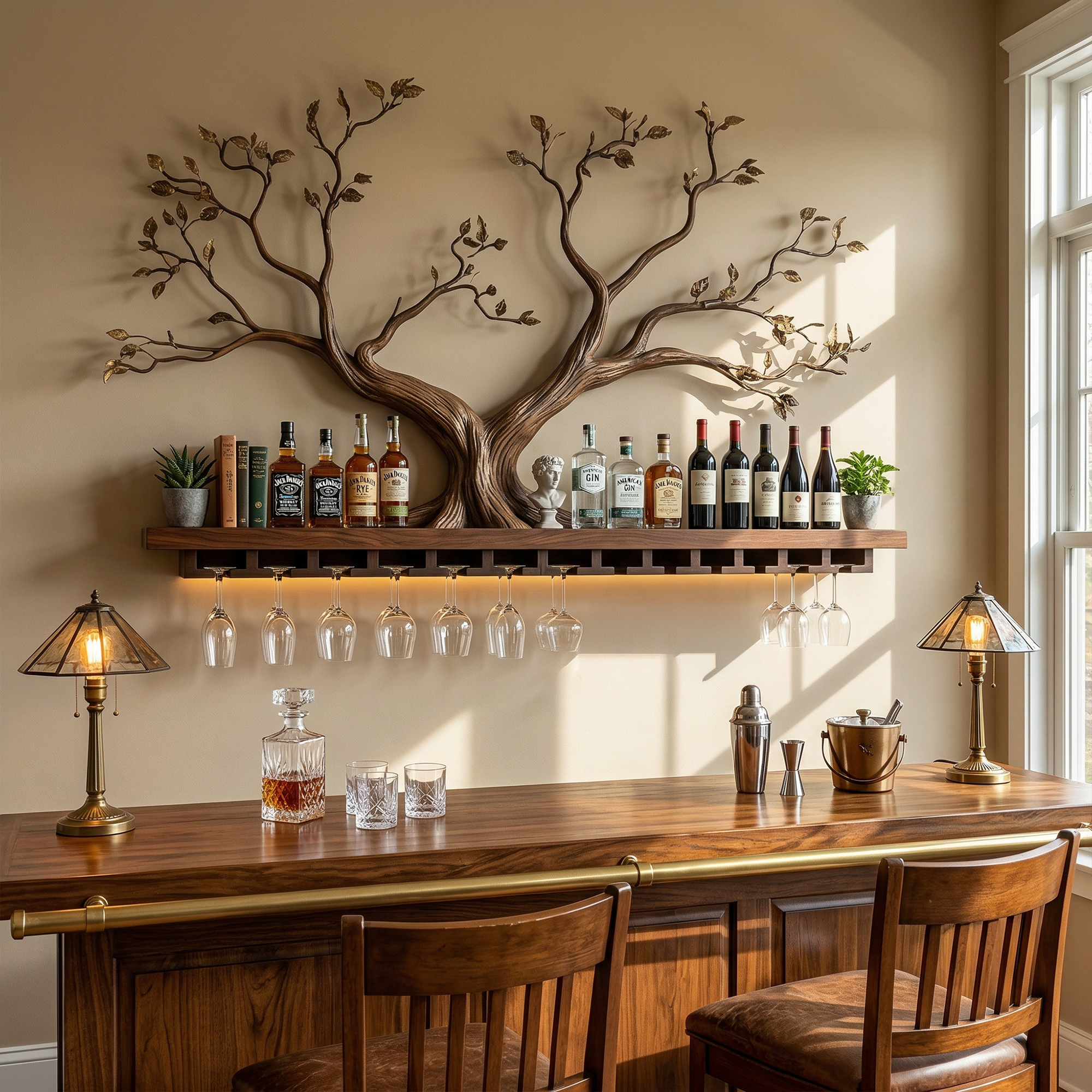 Scandinavian Wooden Wine Rack Wall Shelf For Kitchen Dining Room Home Bar SINLKIWR013