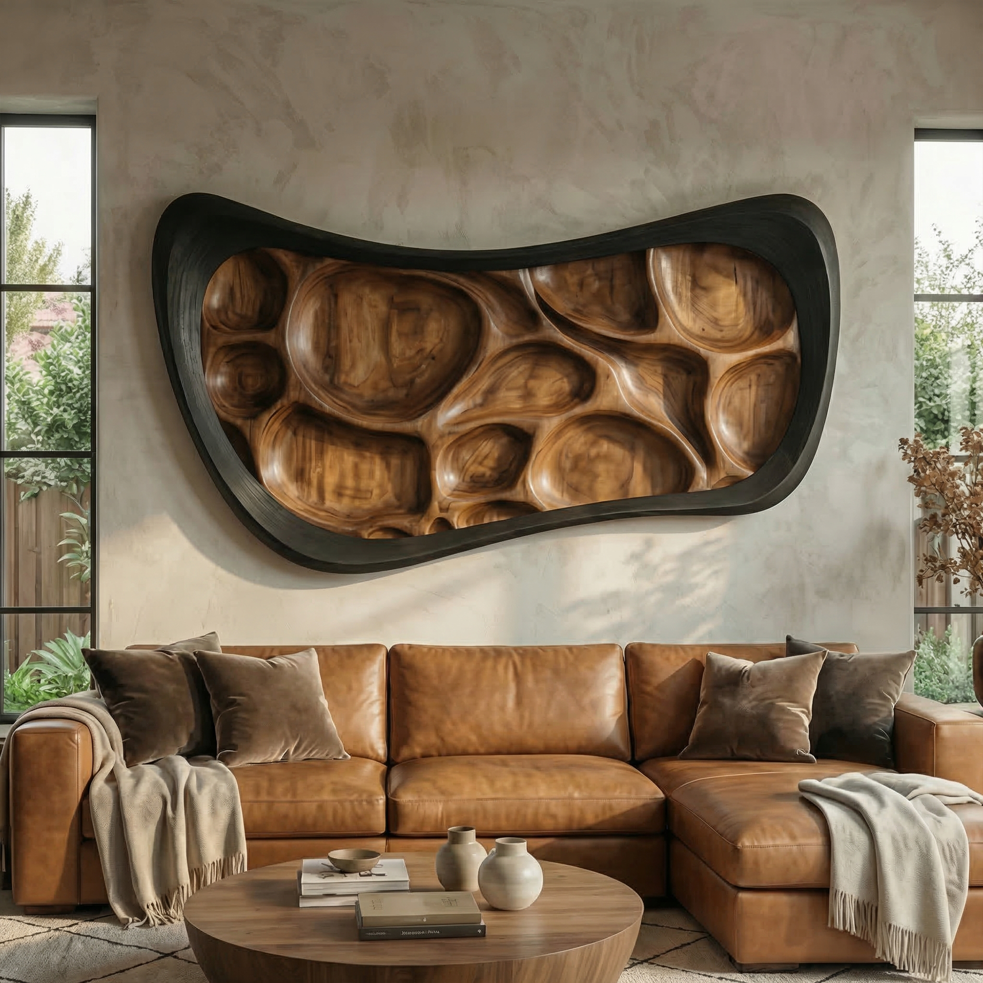 Rustic Wood Sculpture Wall Panel Living Room And Lounge SINLKIWD049