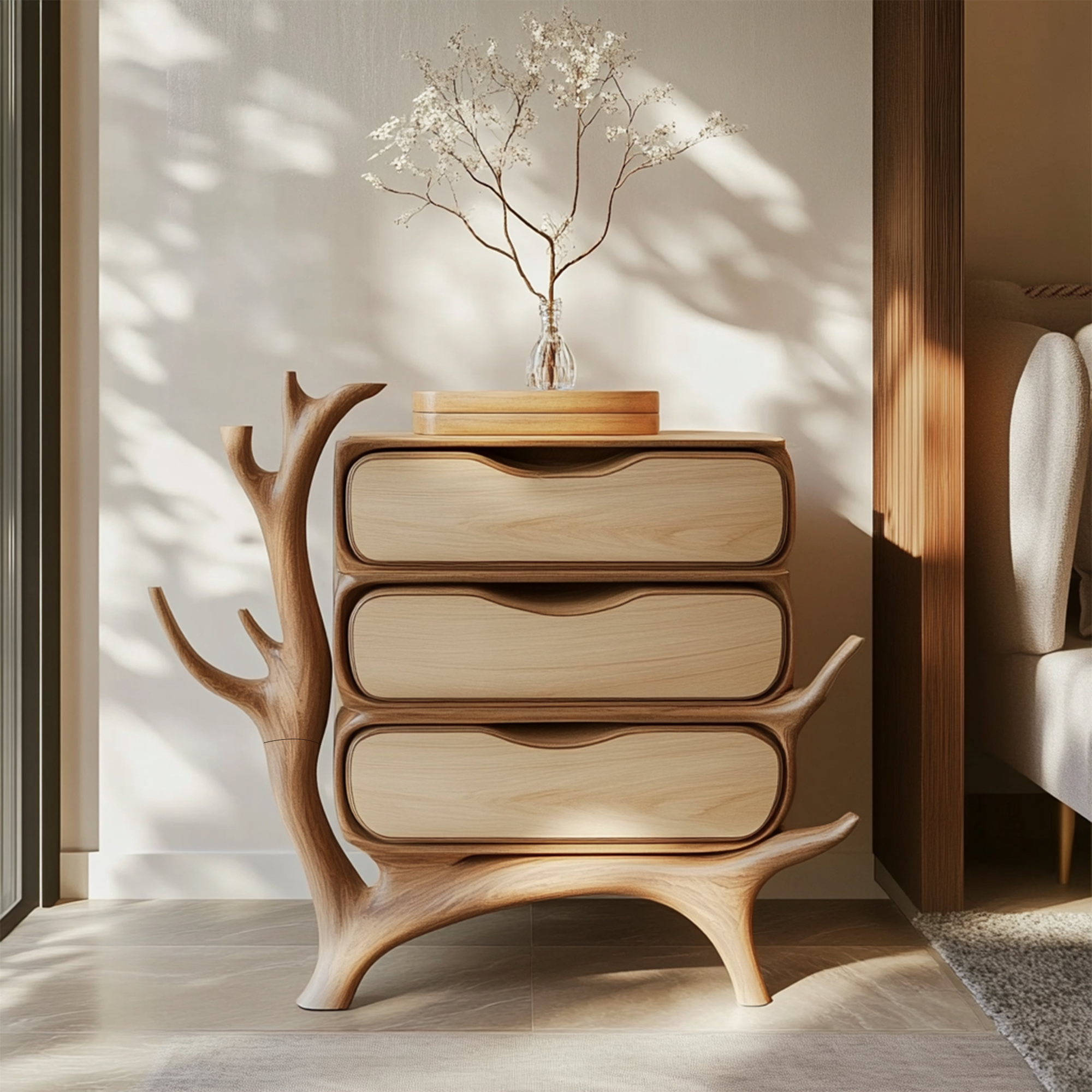 Mid Century Solid Wood Cabinet Interior Accent SINLKISC364