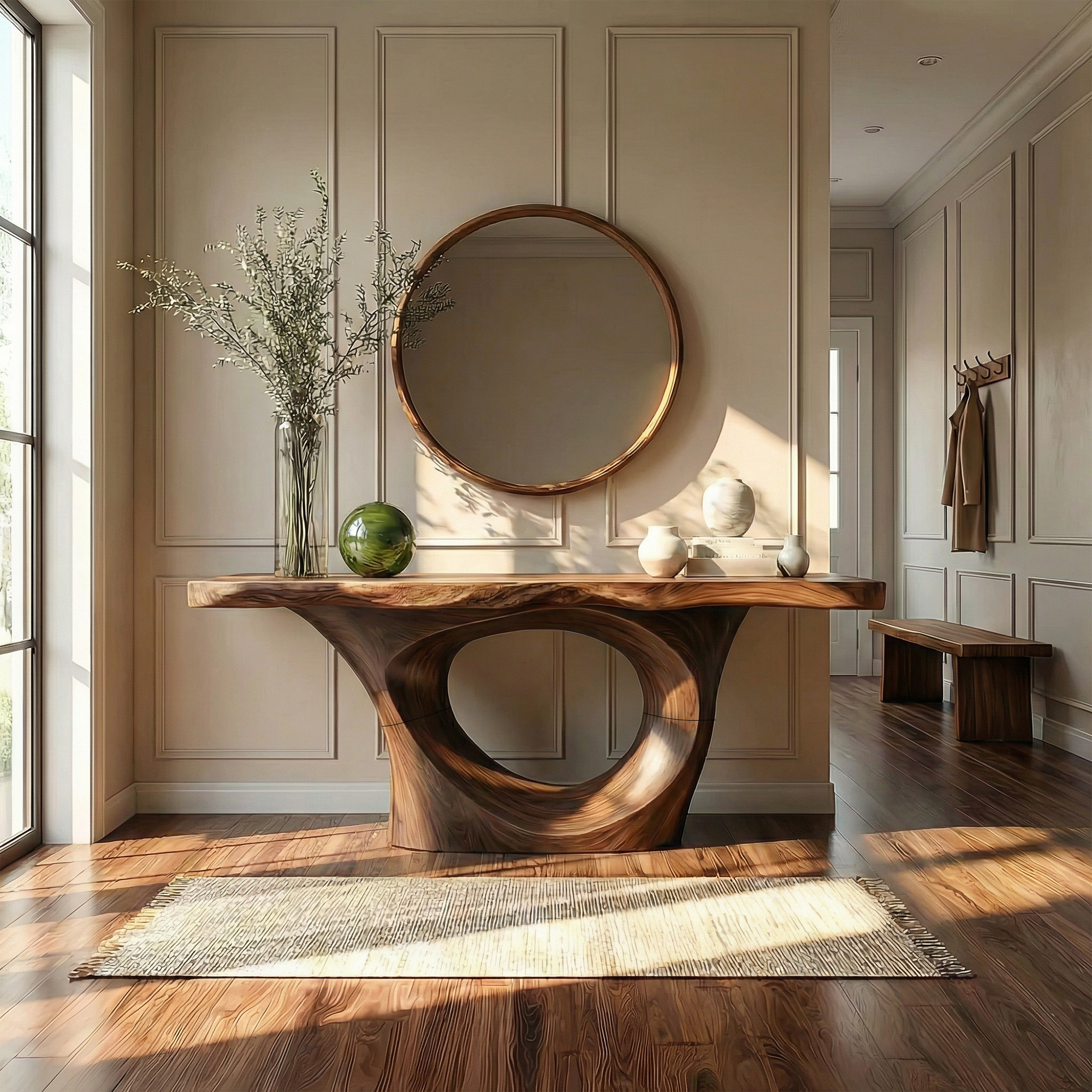 Artistic Circular Base Console Table Entryway Hallway Living Room SINLKICS503