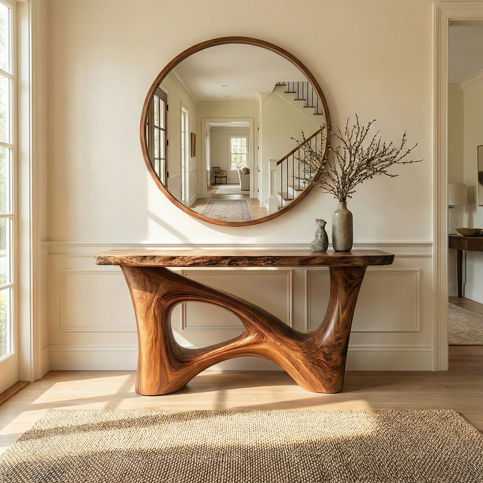 Organic Asymmetric Base Console Table Entryway Hallway Living Room SINLKICS507