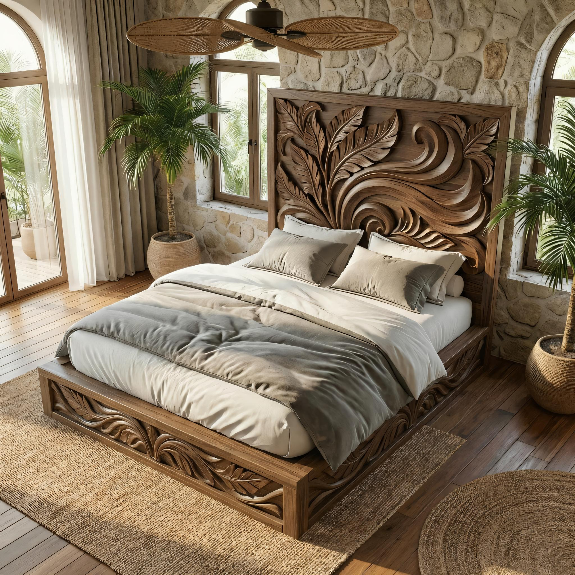 Rustic Artistic King Bed Frame For Bedroom And Private Interior SINLKIWB112