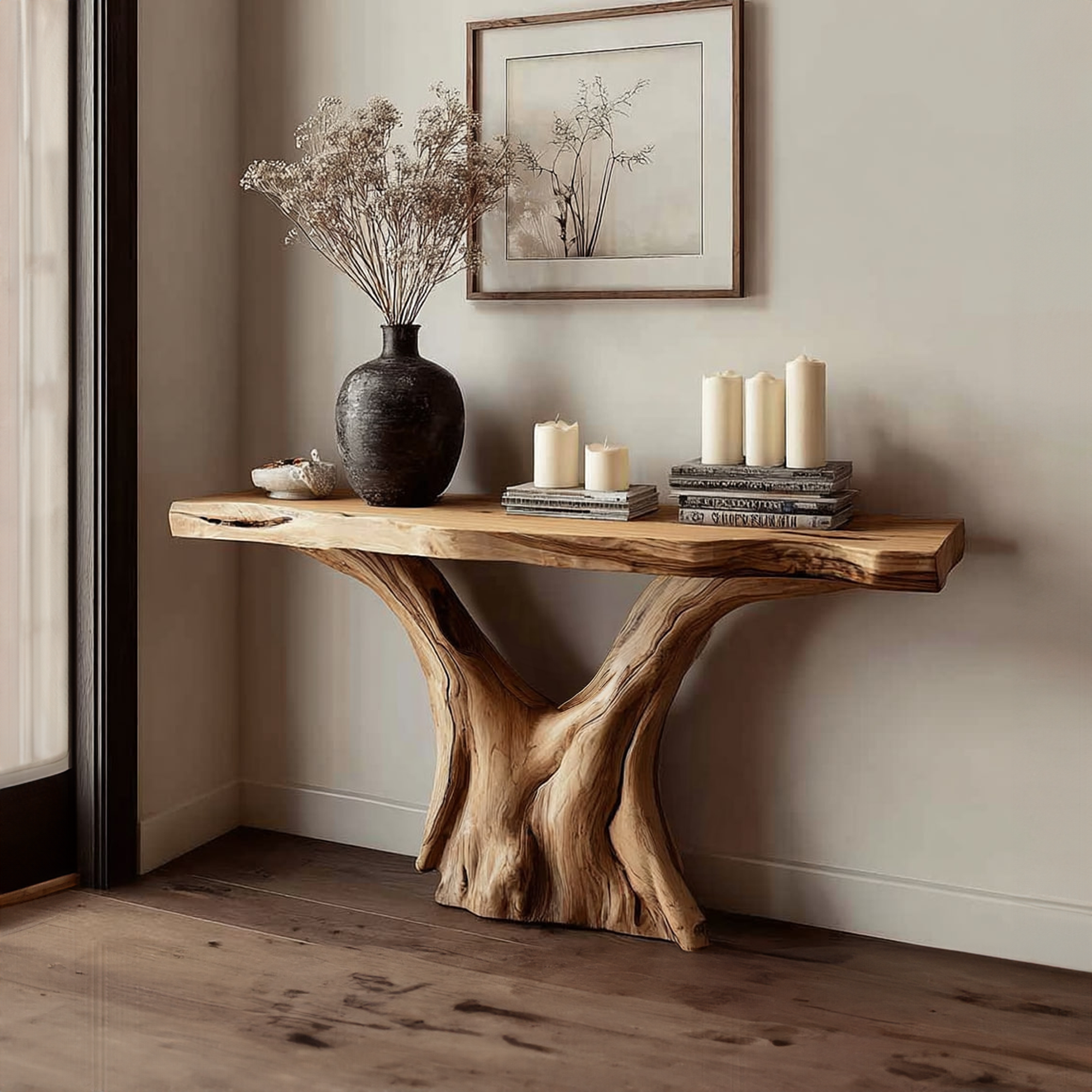 Rustic Live Edge Console Table Accent Room Or Entry SINLKICS250