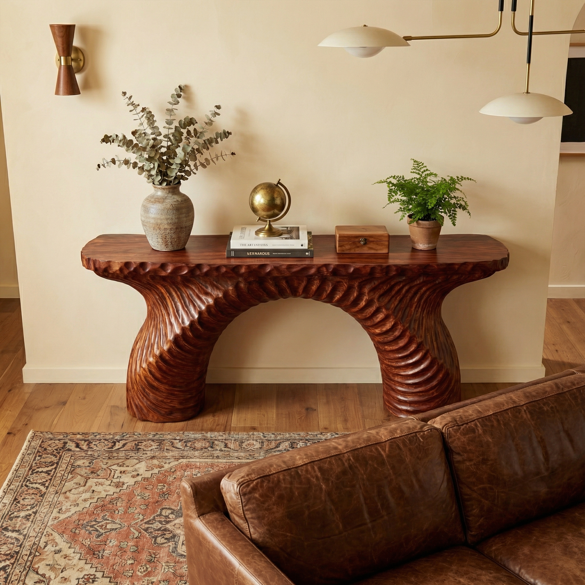 Rustic Ribbed Arch Console Table Entryway Hallway Living Room SINLKICS517