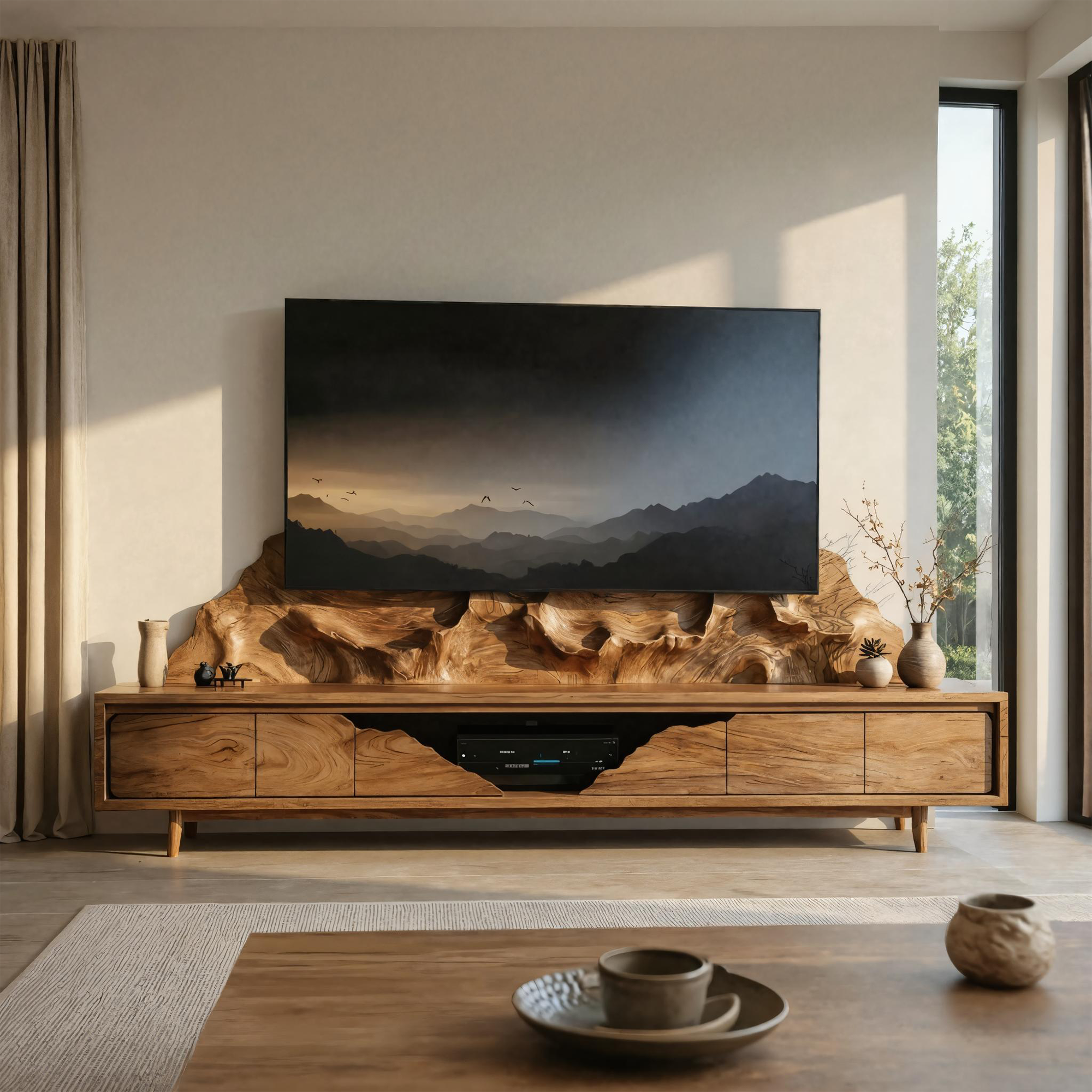 Modern Minimalist TV Cabinet Solid Wood Living Room SINLKISC494
