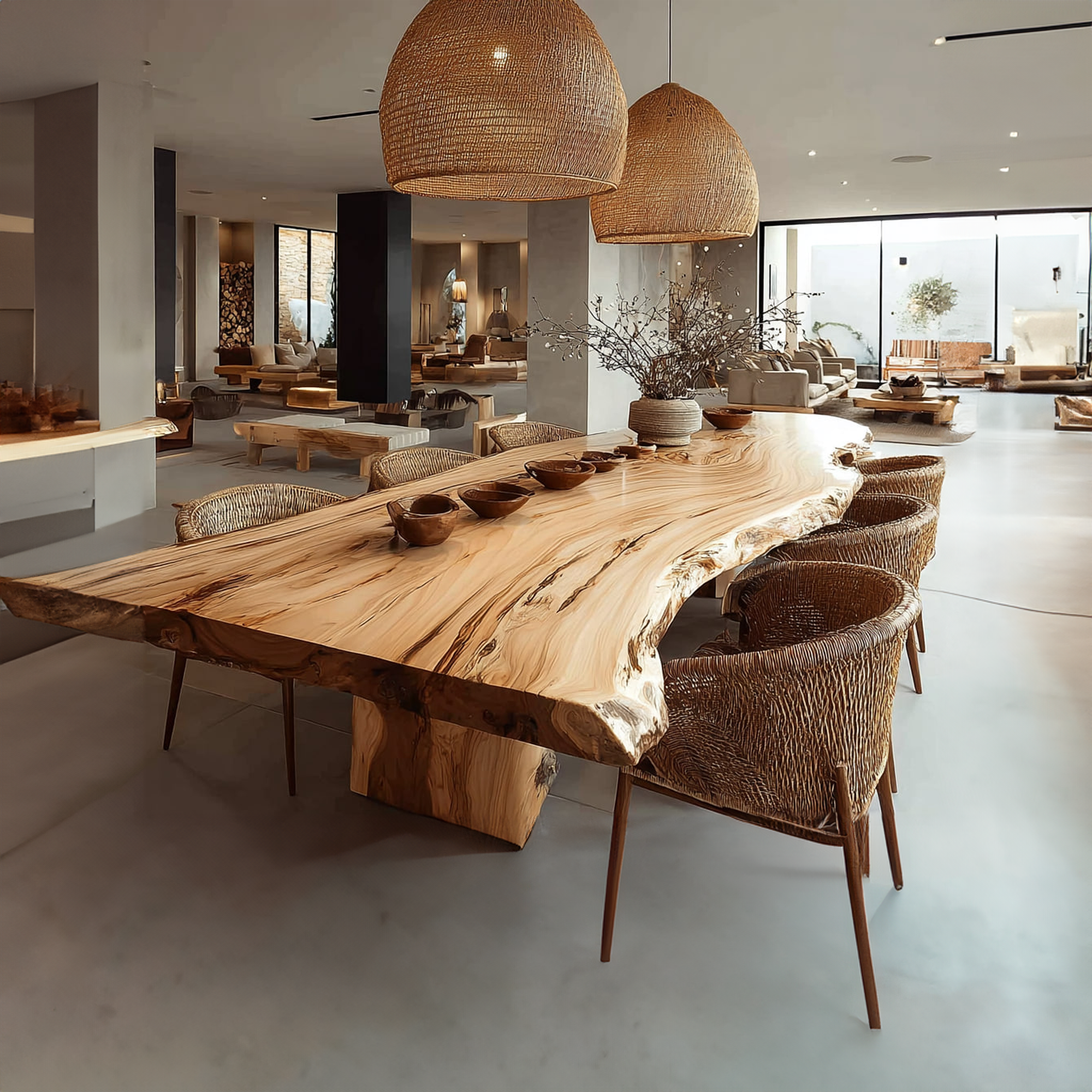 Rustic Live Edge Dining Table Open Kitchen SINLKIDT108