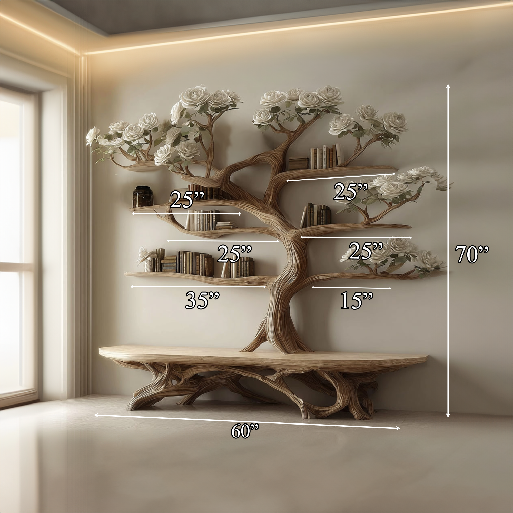 Rustic Artistic Tree Shelf Study Room SINLKITB242