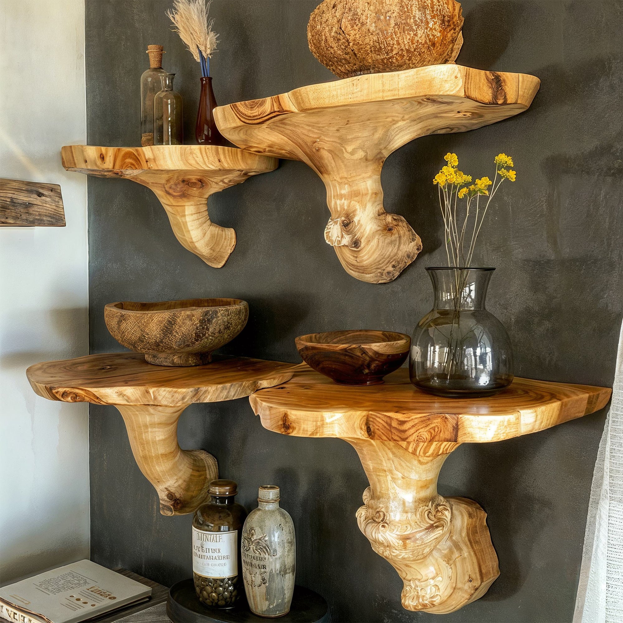 Living Edge Mushroom Floating Shelves SILDTMR004