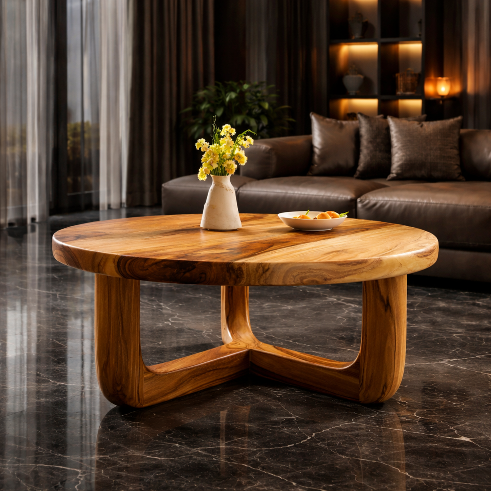 Split Base Solid Wood Coffee Table Organic Modern Living Room Interior SINLKICF322